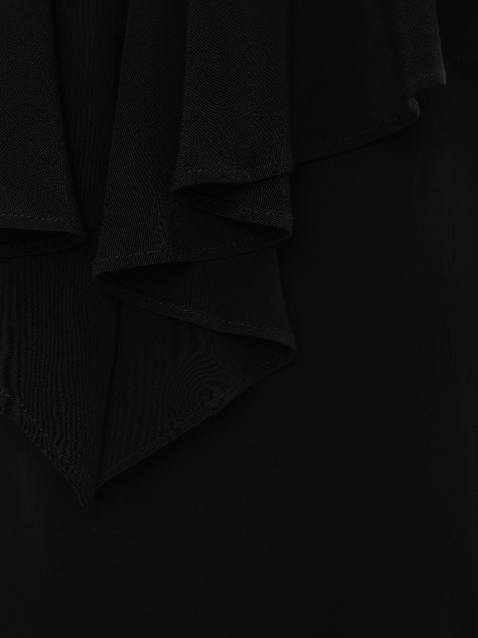 Viscose blouse with stand-up collar and voluminous jabot