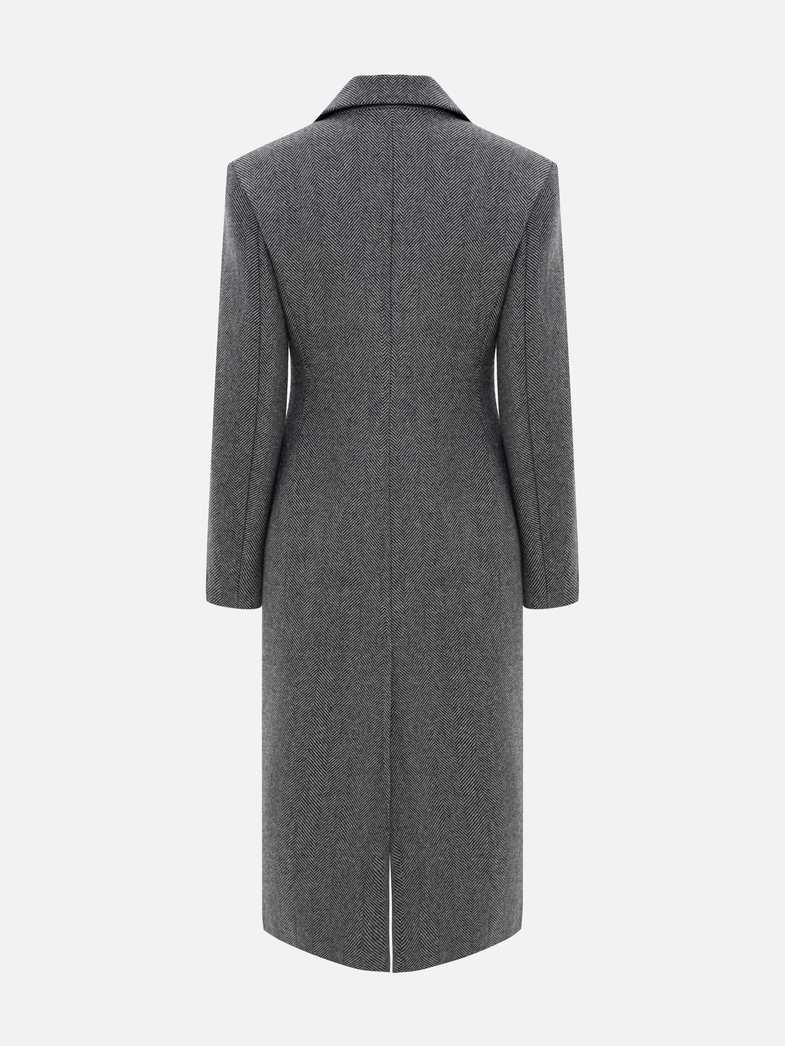 Fitted single-breasted midi coat in woollen yarn