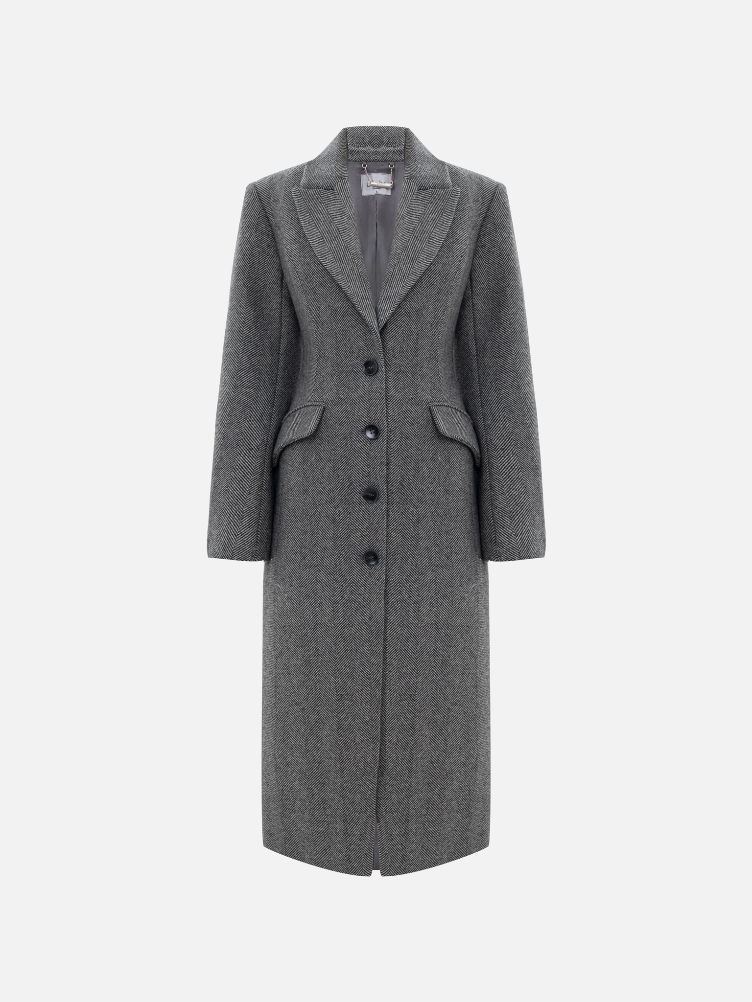 Fitted single-breasted midi coat in woollen yarn