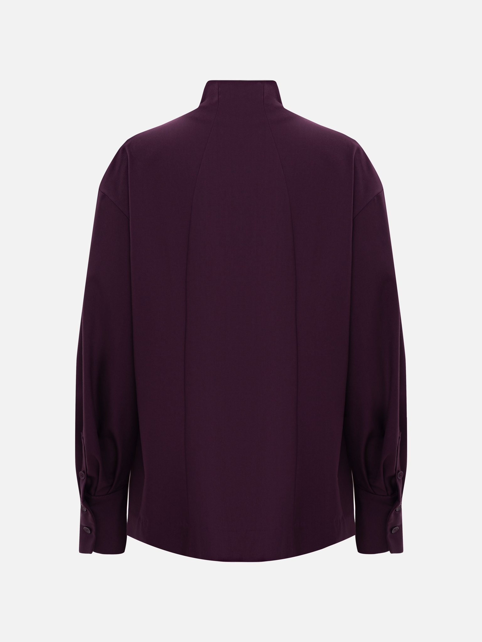 Complex cut shirt with hidden button fastening