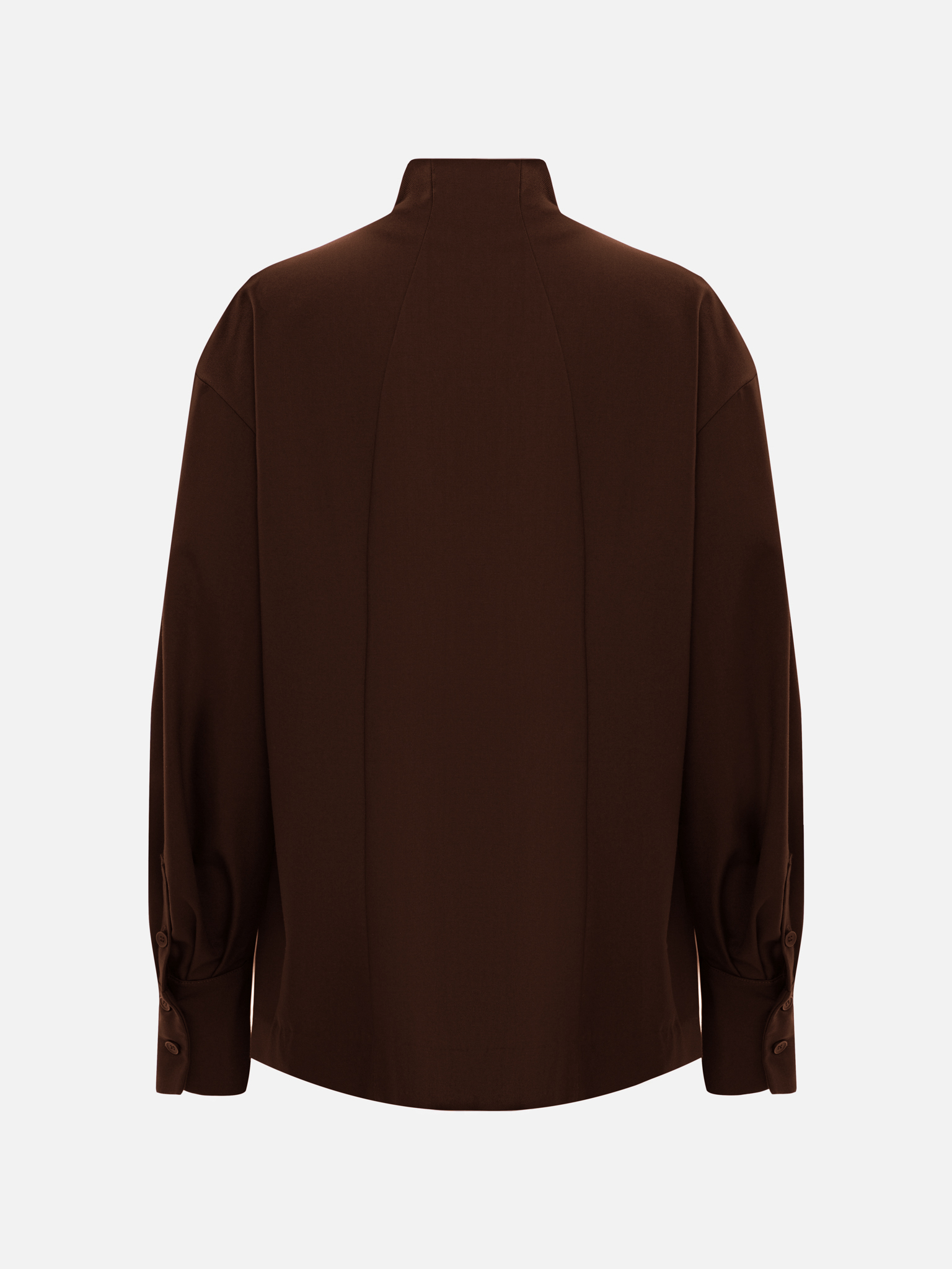 Complex cut shirt with hidden button fastening