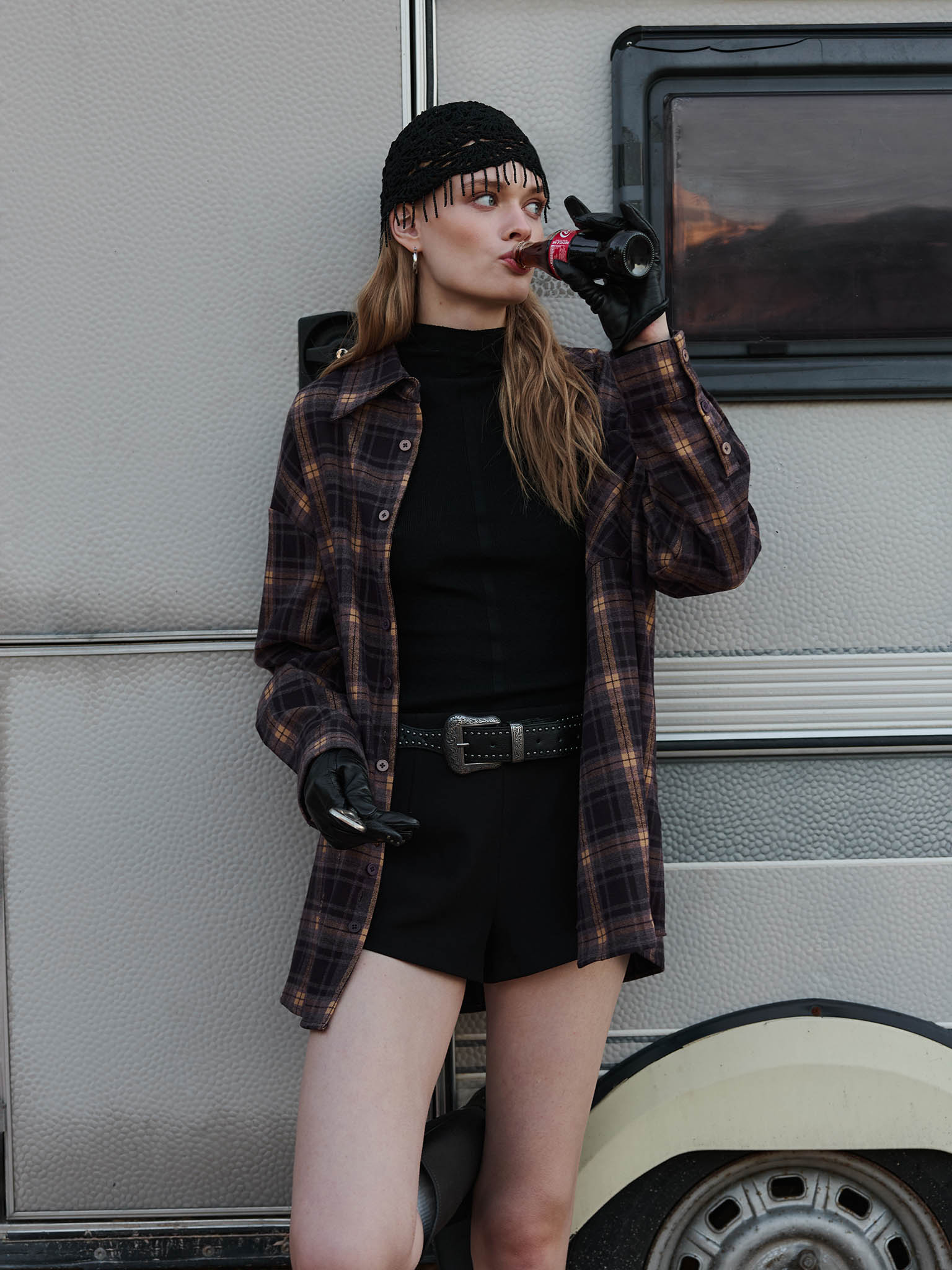 Рубашка в клетку с застежкой на пуговицы