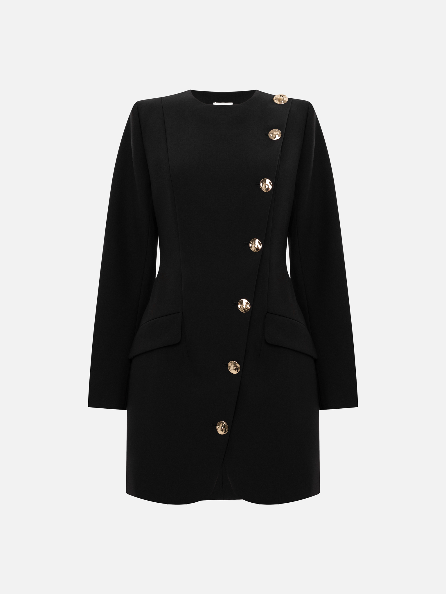 Mini dress with diagonal button fastening