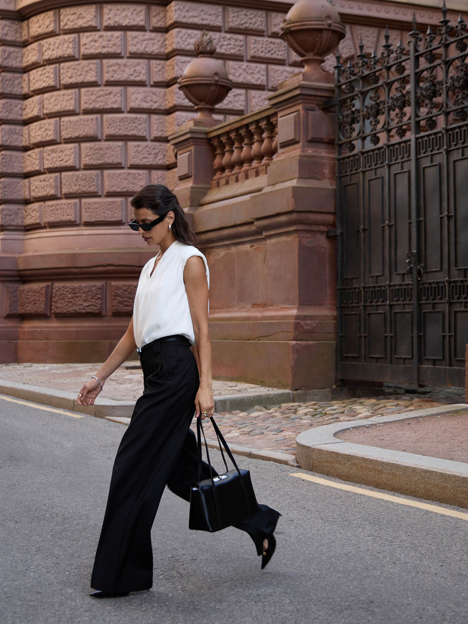 Palazzo trousers with wide belt loops