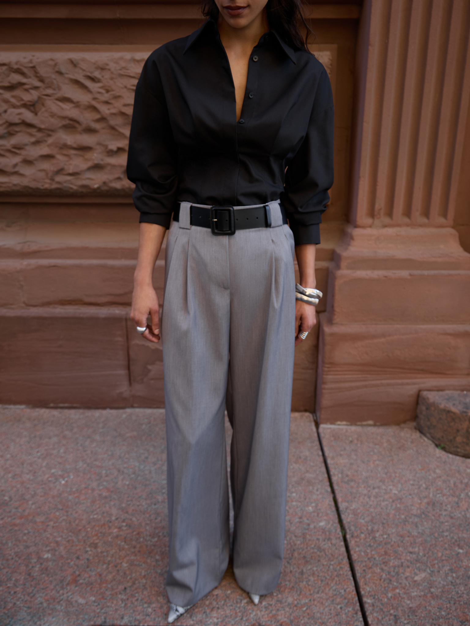 Palazzo trousers with wide belt loops