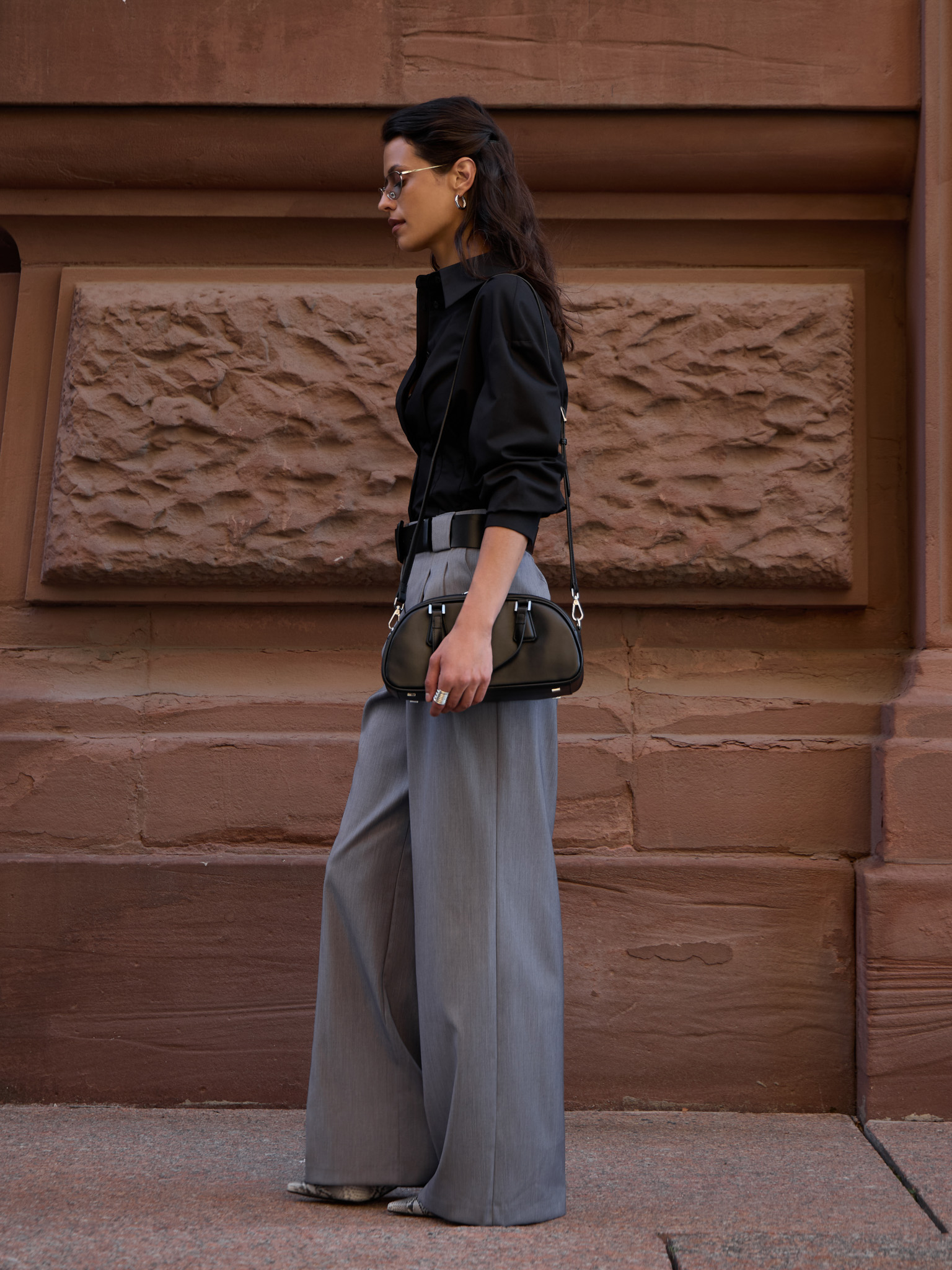 Palazzo trousers with wide belt loops