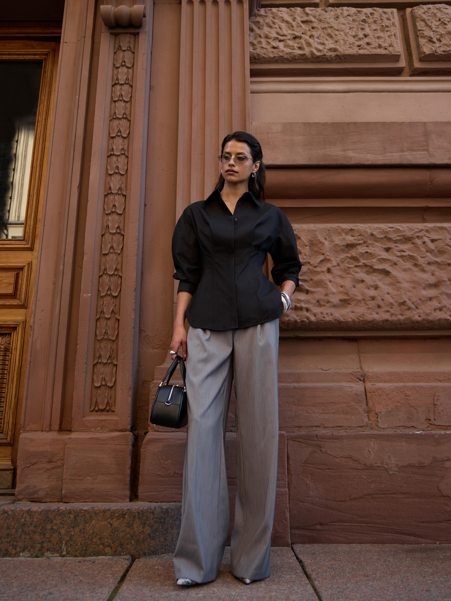 Palazzo trousers with wide belt loops