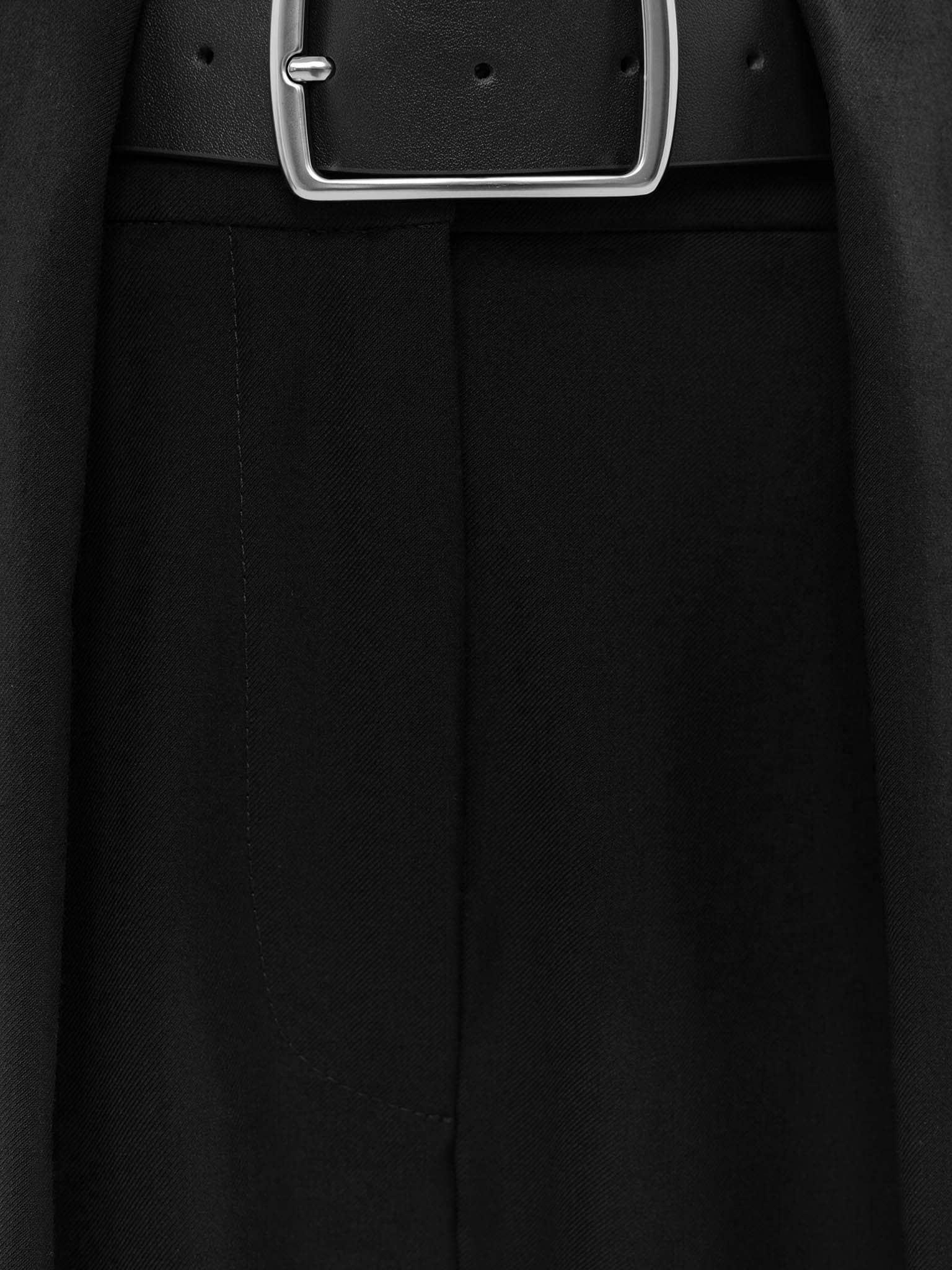 Loose trousers with waist pleats and eco-leather belt 