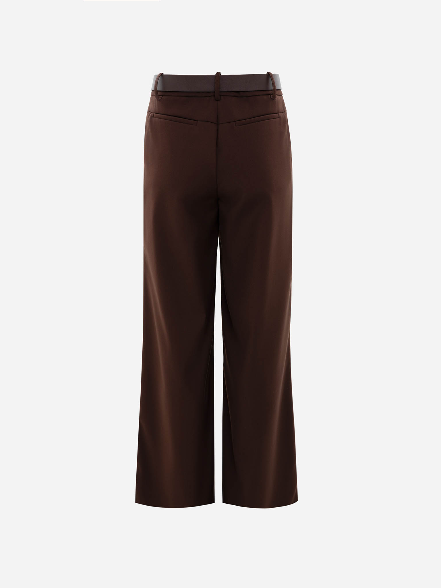 Loose trousers with waist pleats and eco-leather belt 
