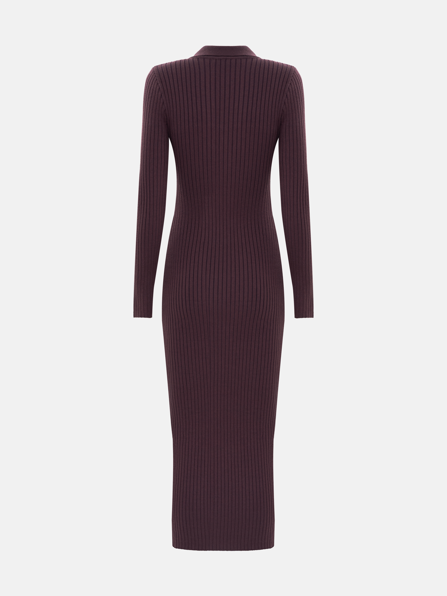 Ribbed knitted maxi dress with triangular collar