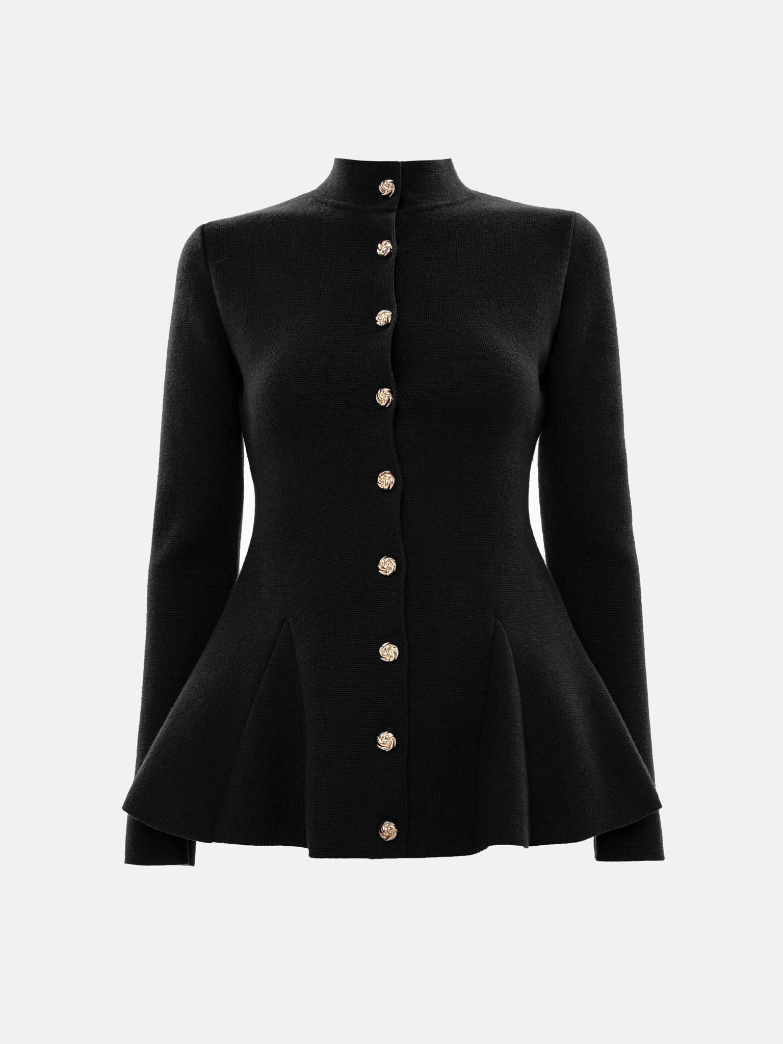 Jersey jacket with stand-up collar and golden buttons :: LICHI