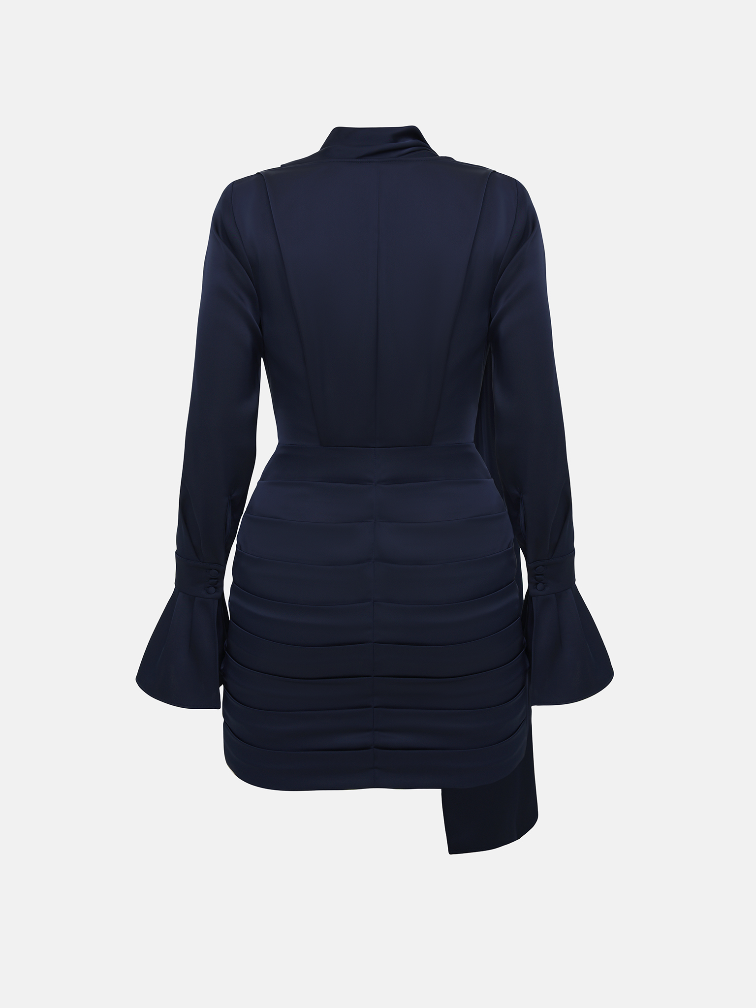 Flowing mini dress with a decorative scarf