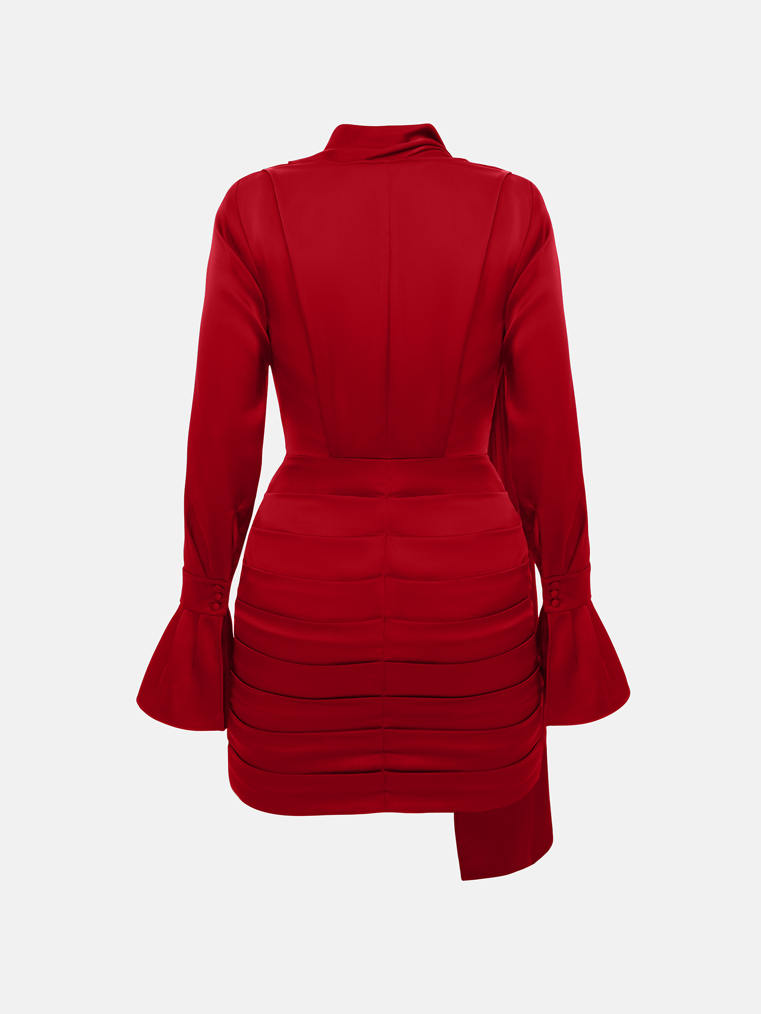 Flowing mini dress with a decorative scarf
