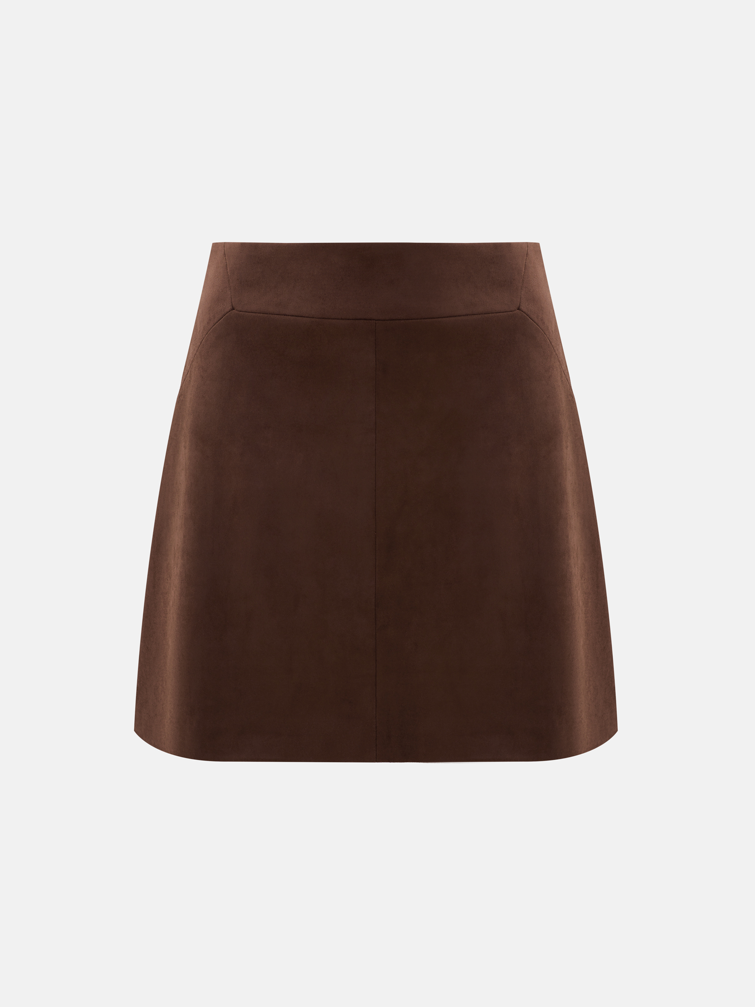 【irojikake】ECO SWEAT SKIRT BROWN Straight eco-suede mini skirt :: LICHI - Online fashion store
