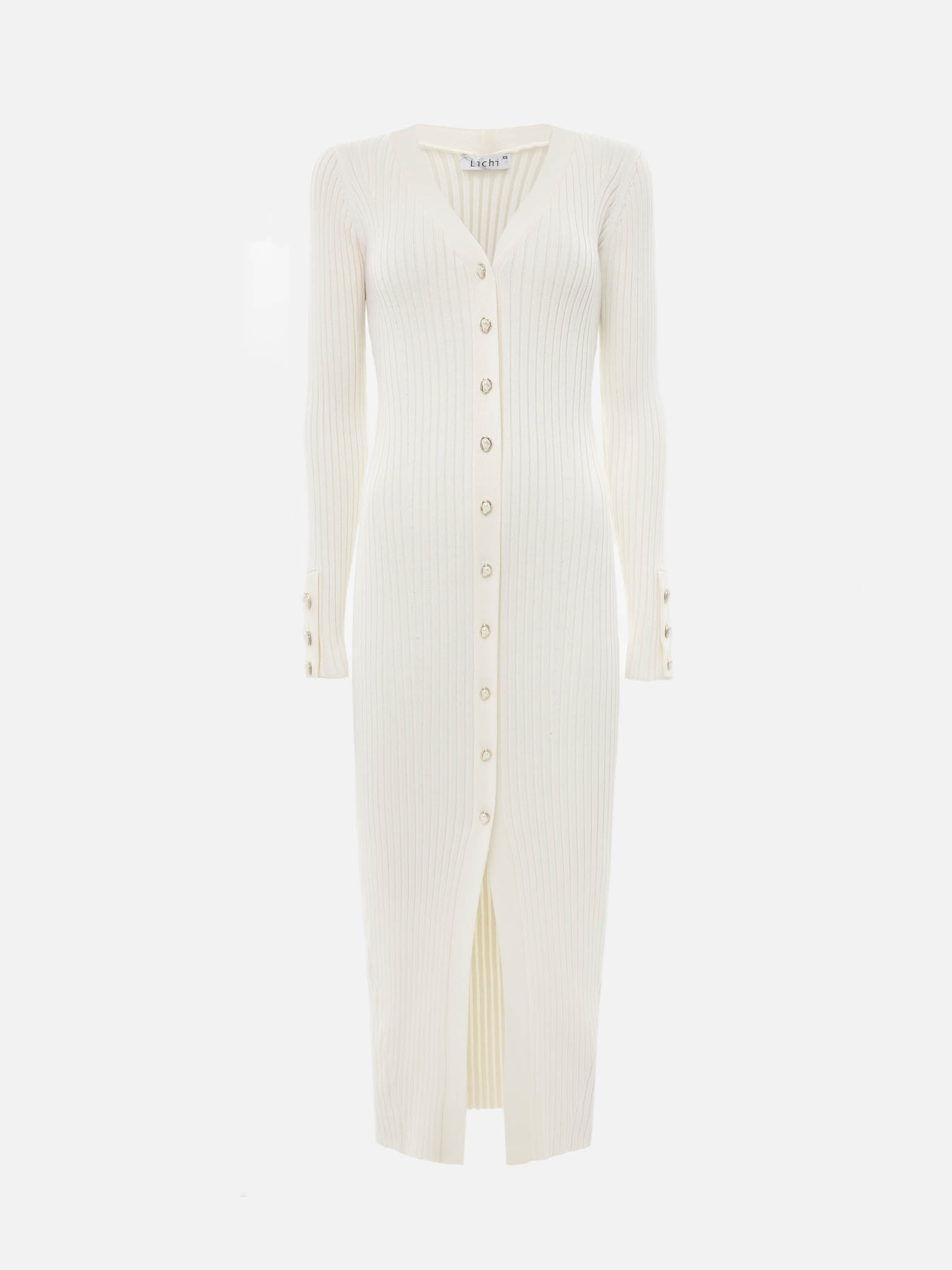 Viscose midi dress with golden buttons