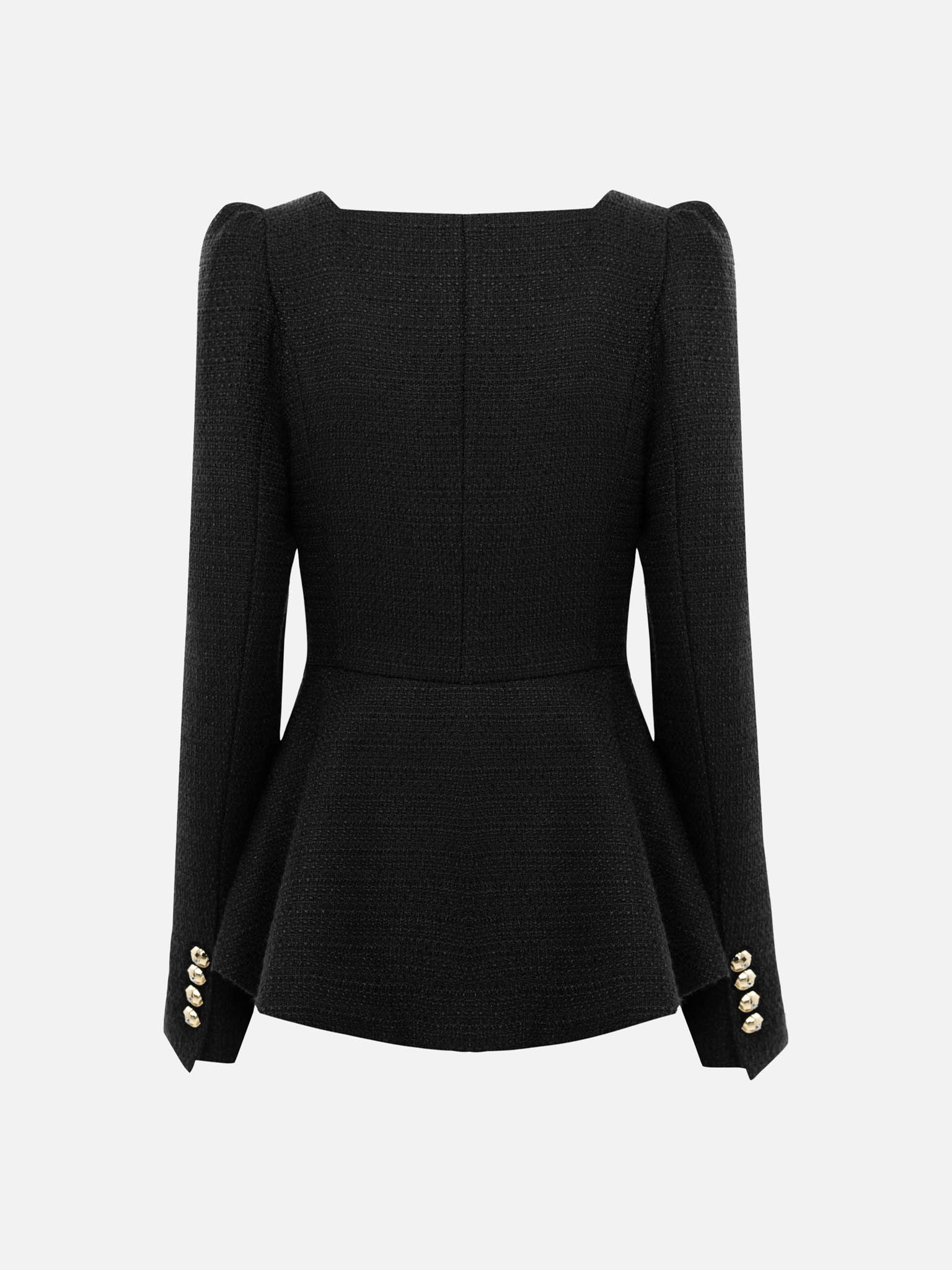 Square Button Jacket Tweed jacket with square neckline and golden buttons :: LICHI - Online ...