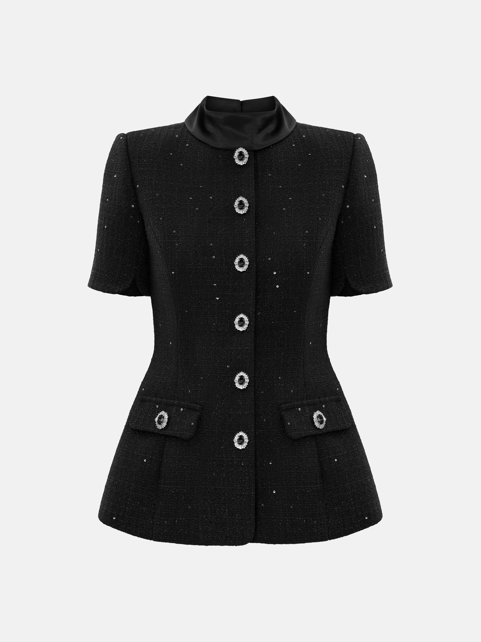 Fitted sequin tweed jacket