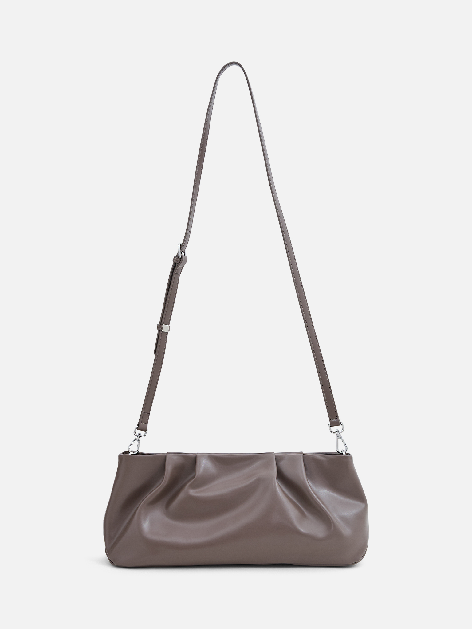 Eco-leather clutch with decorative pleats