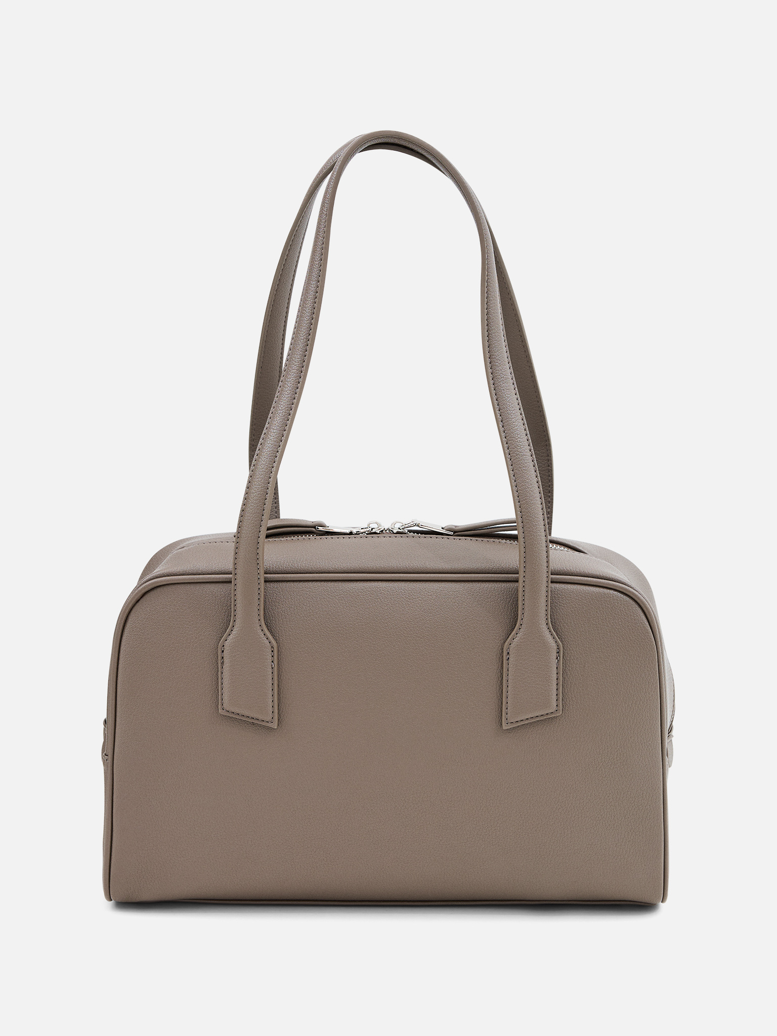 Eco-leather bag with long handles and zip fastening