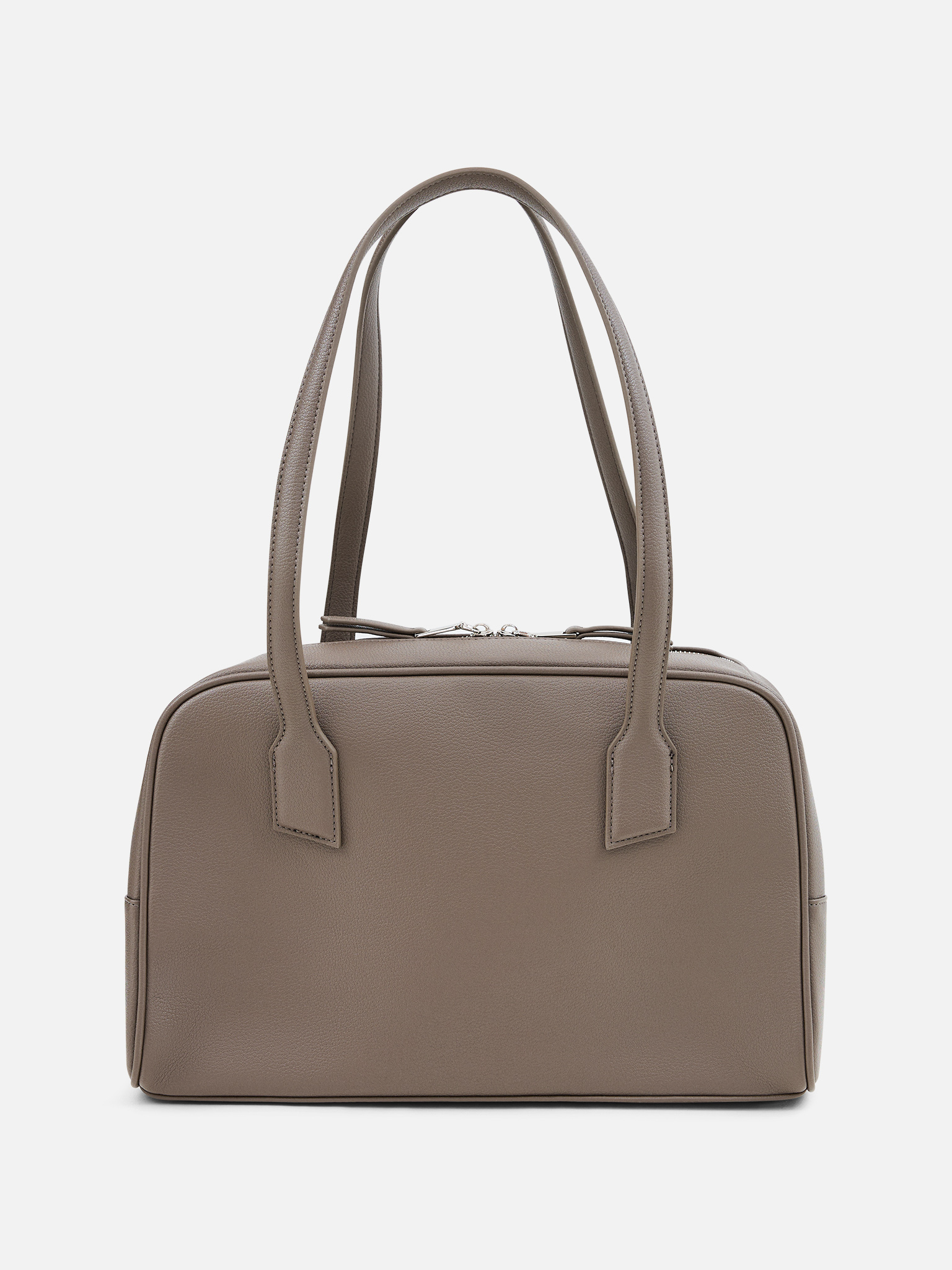 Eco-leather bag with long handles and zip fastening