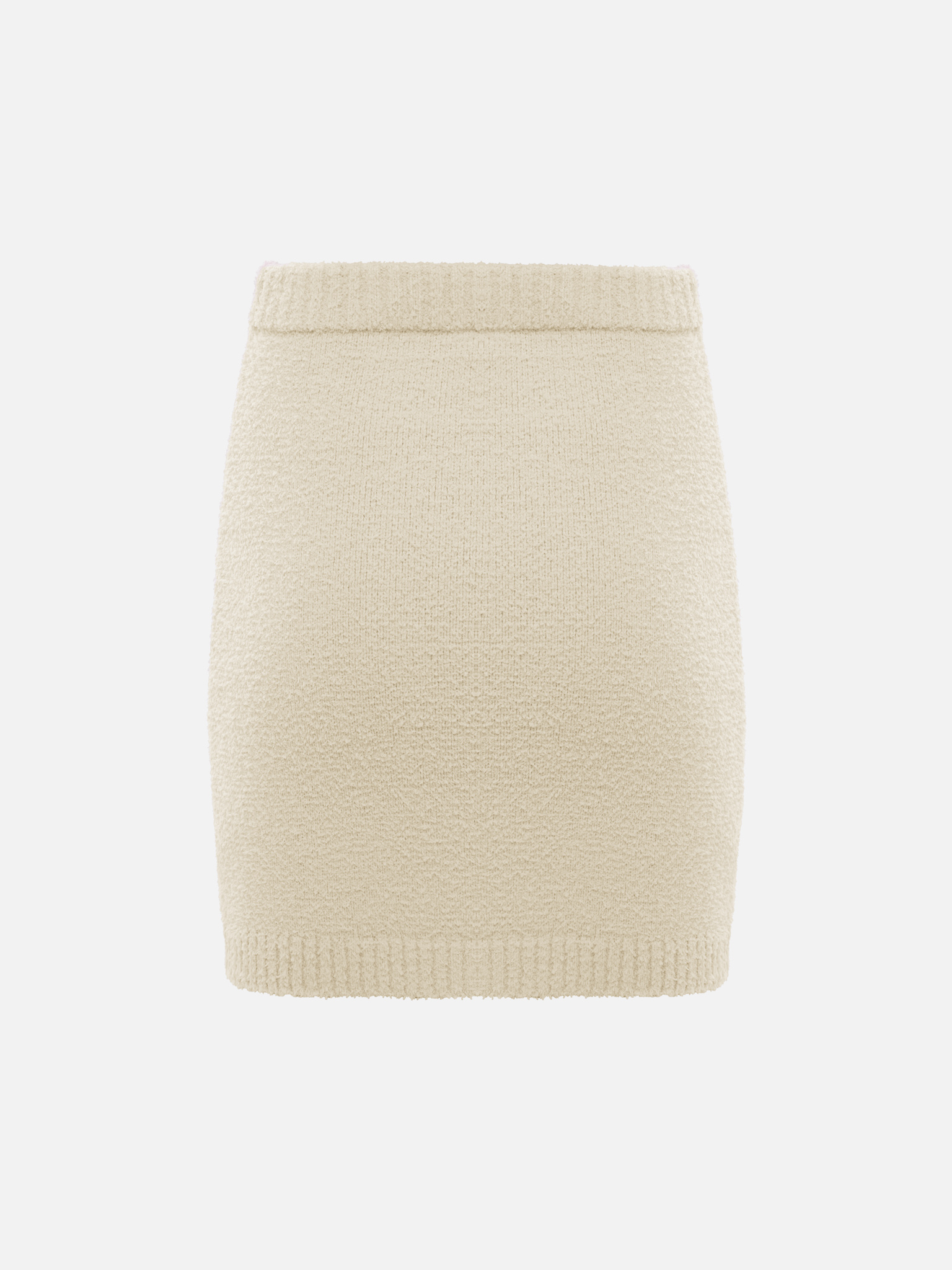 Textured knitted straight mini skirt