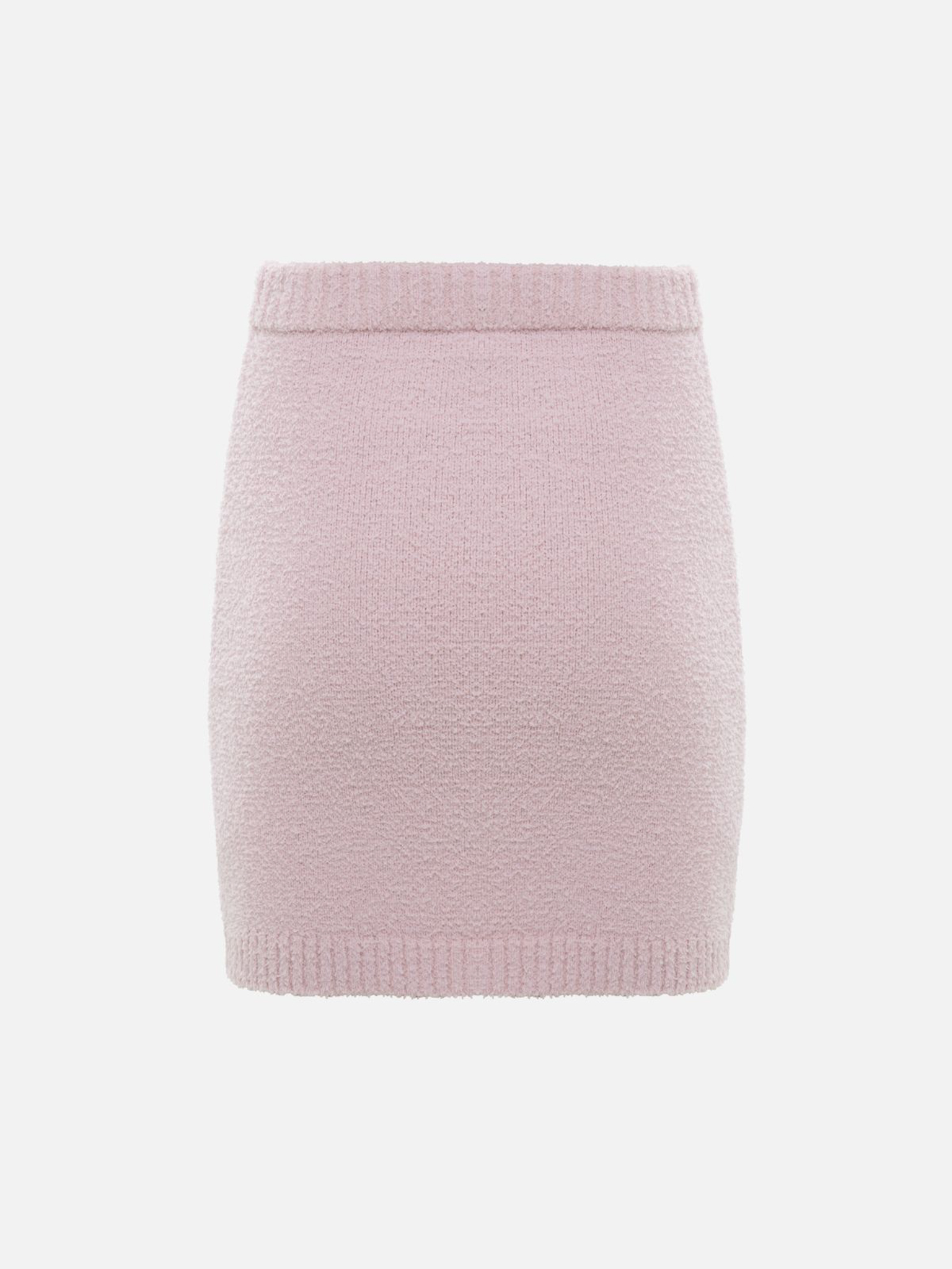 Textured knitted straight mini skirt