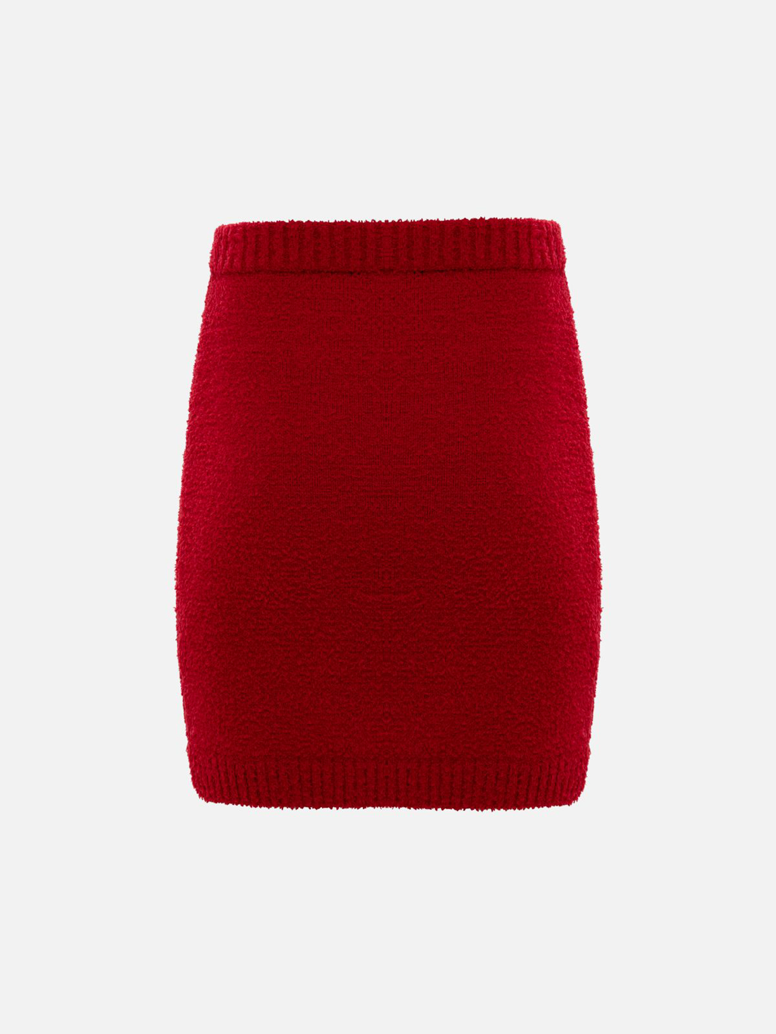 Textured knitted straight mini skirt