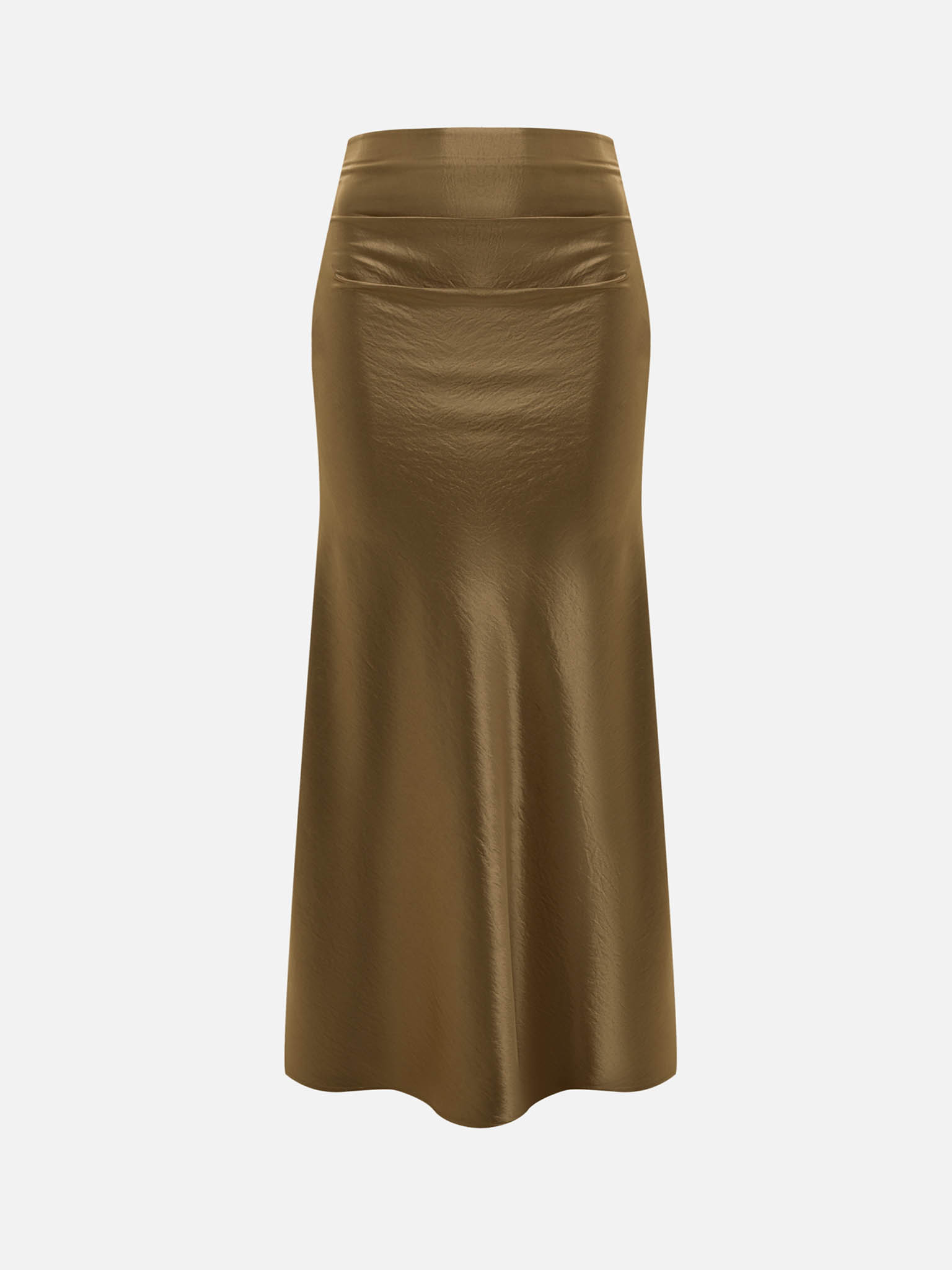 Floor-length maxi skirt in crinkled satin