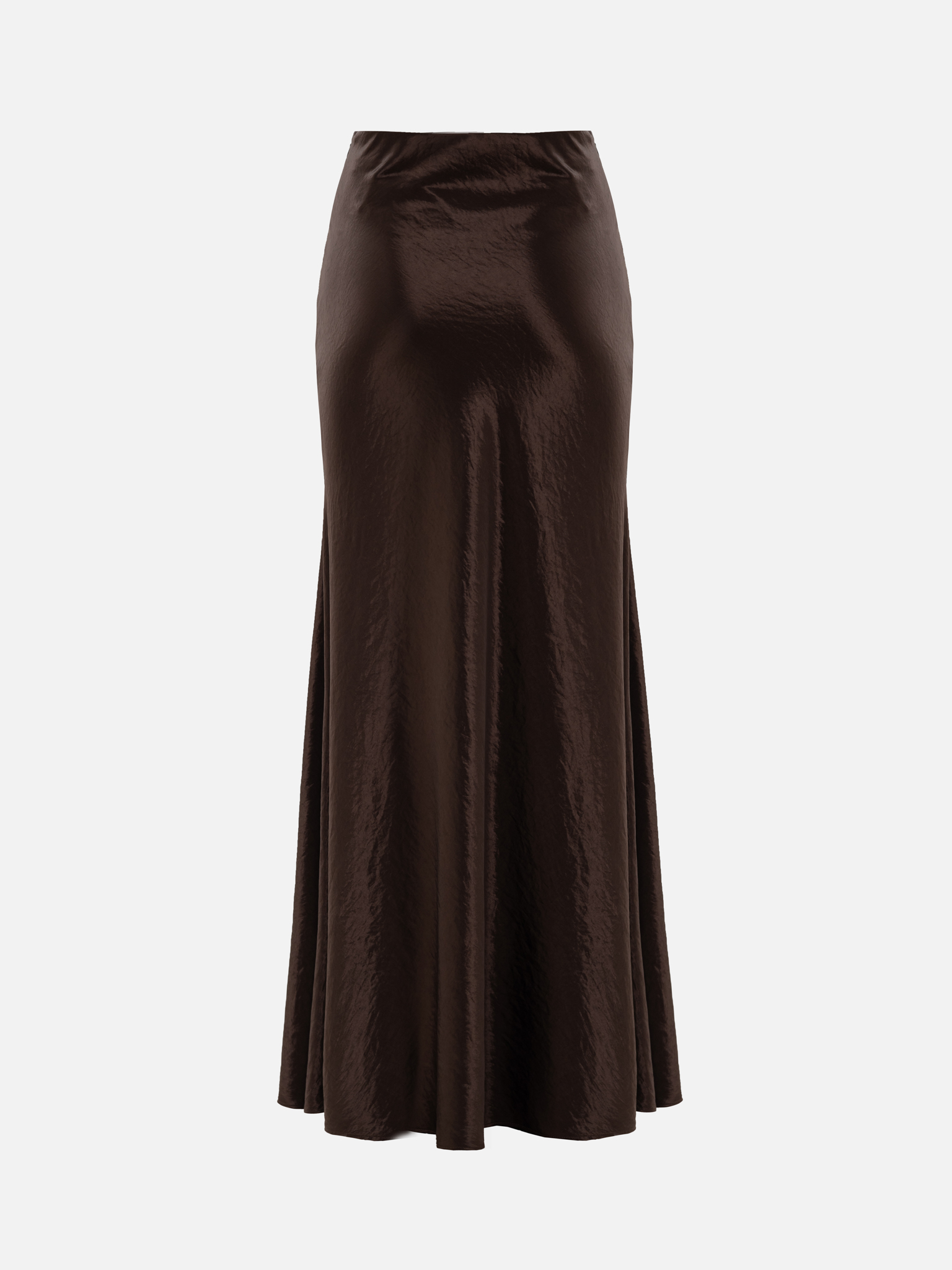 Floor-length maxi skirt in crinkled satin