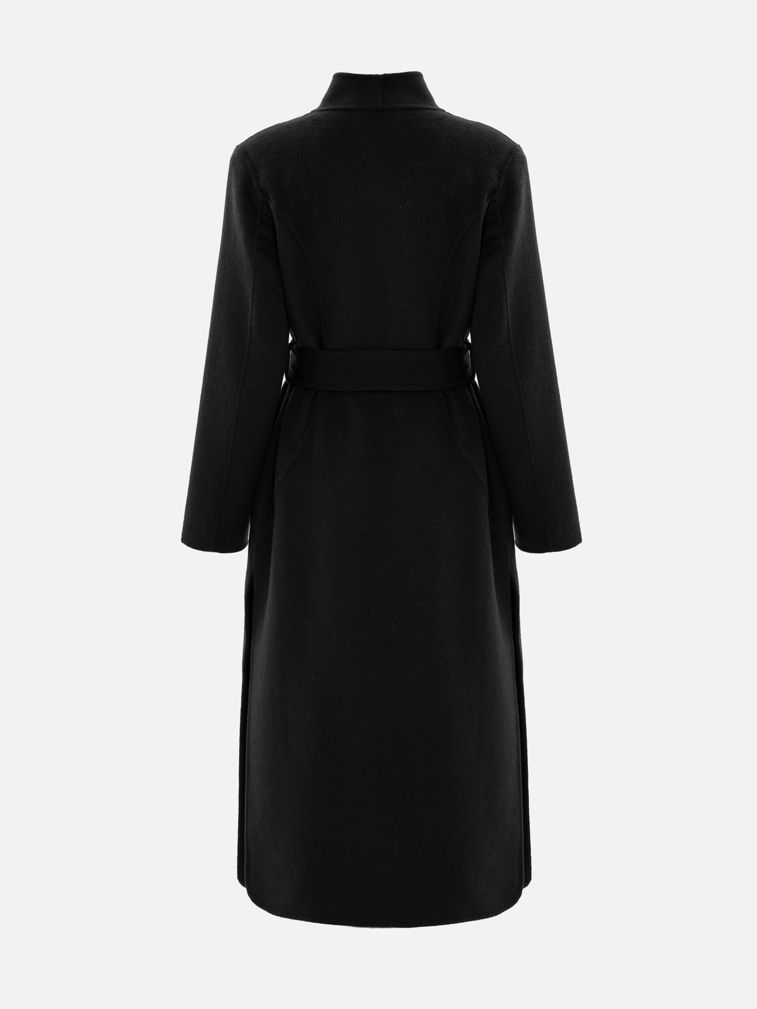 Straight woollen maxi coat with side slits