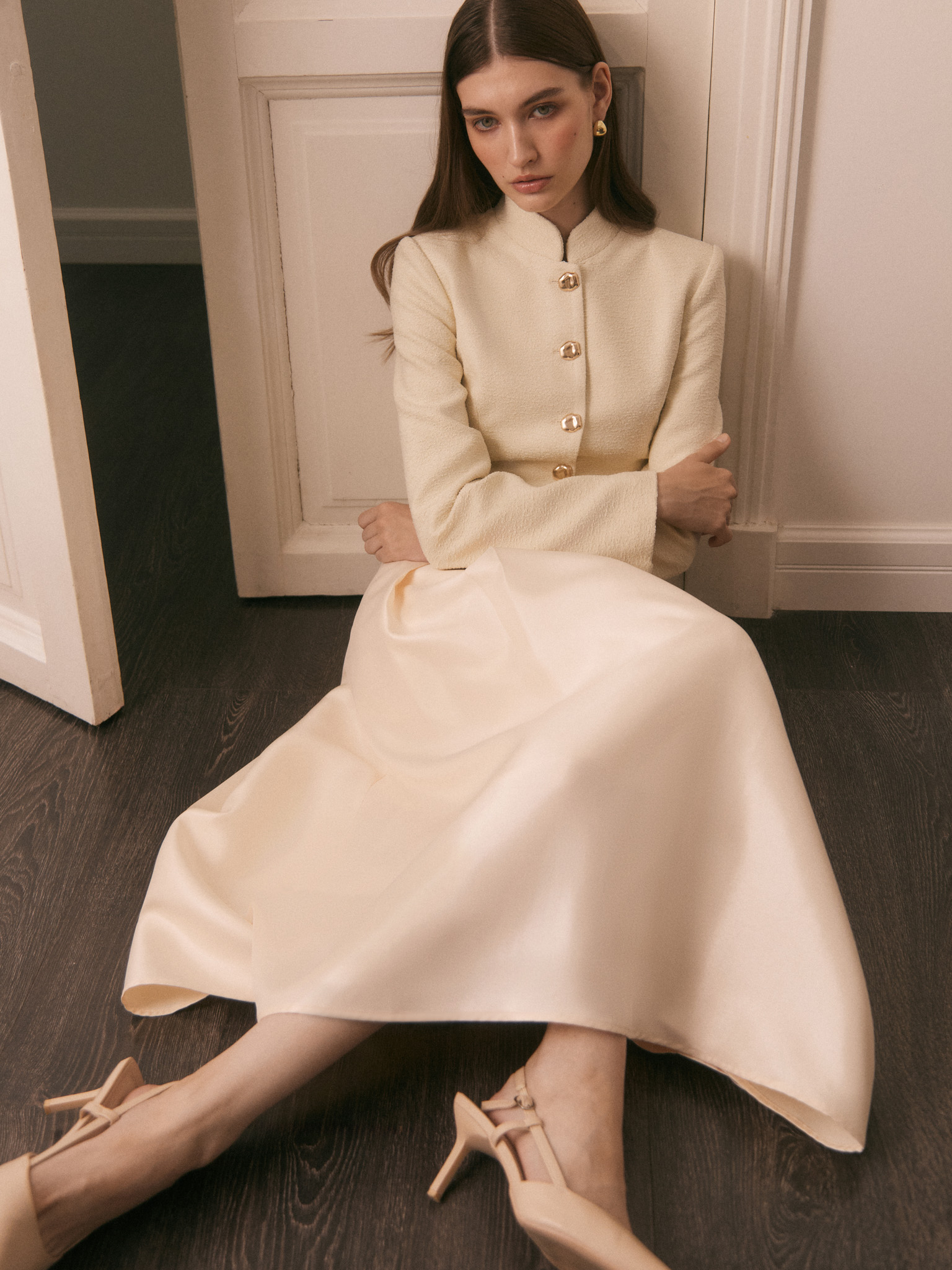 Flared maxi skirt with large pleats