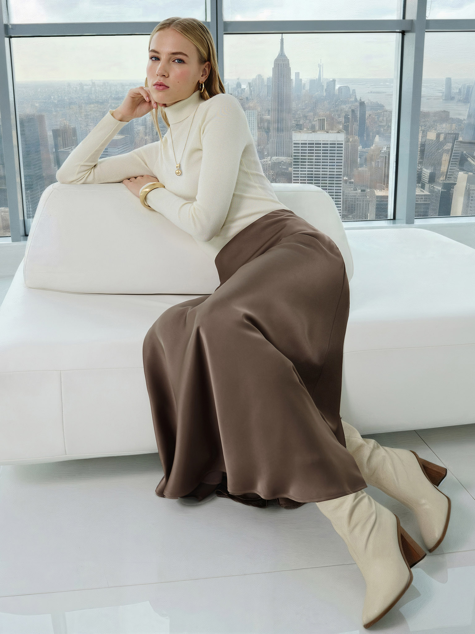 Flared floor length maxi skirt