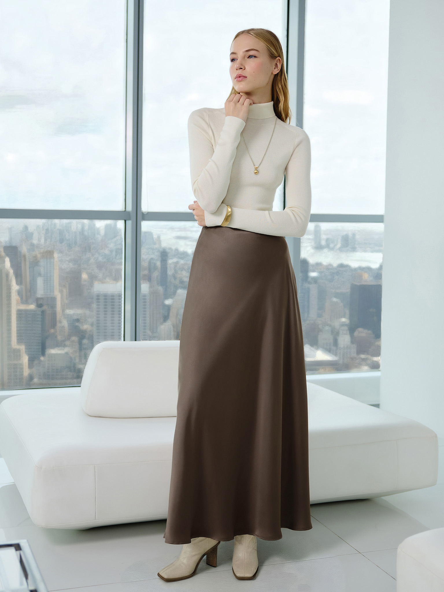 Flared floor length maxi skirt