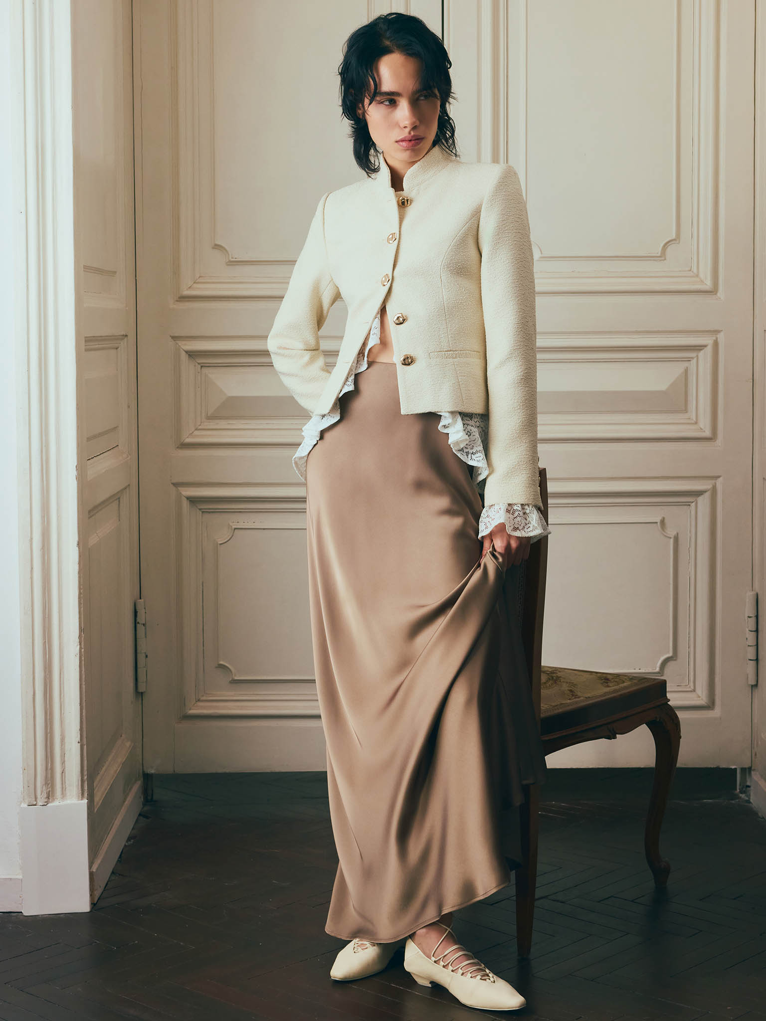 Flared floor length maxi skirt