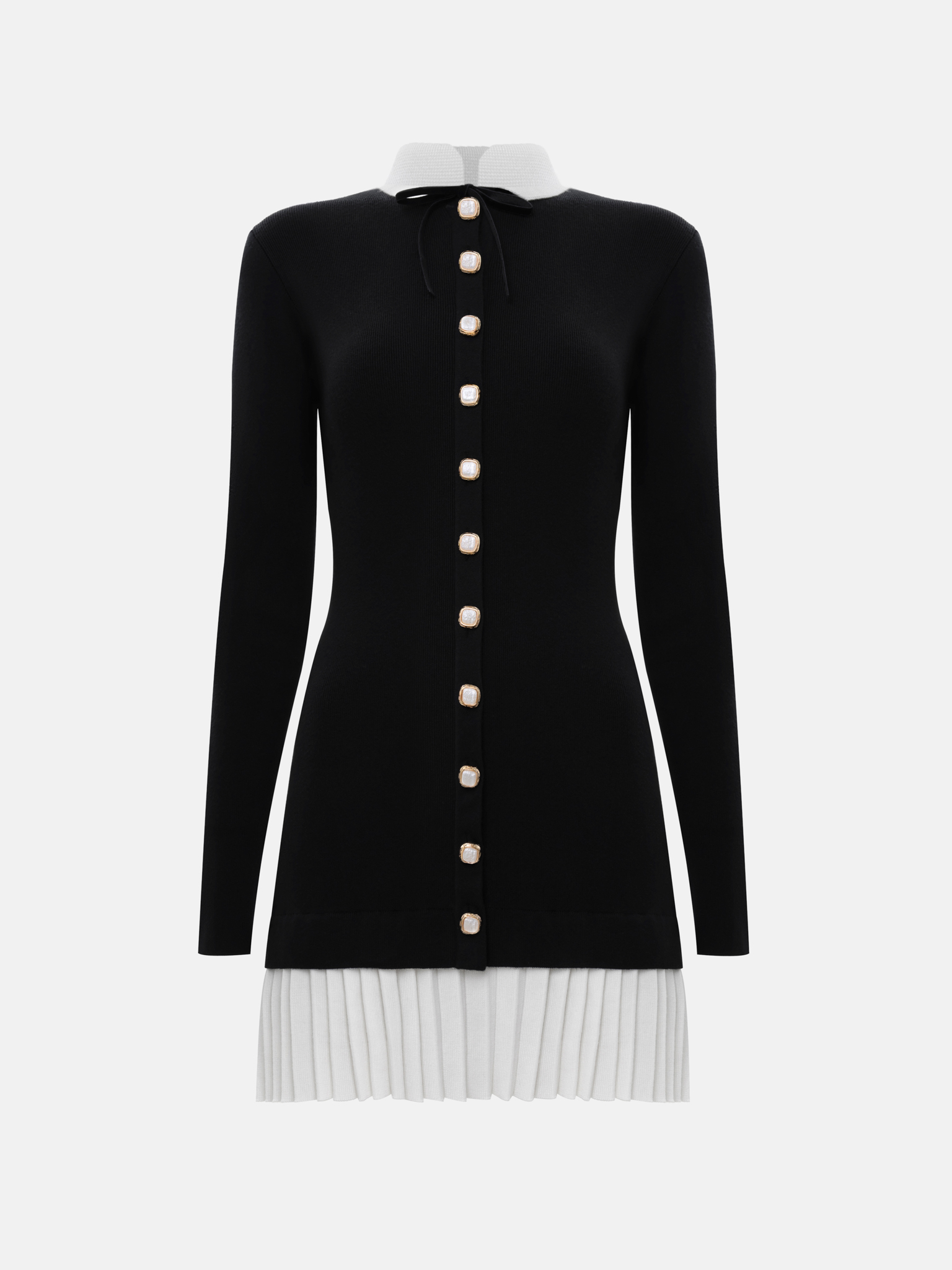Jersey mini dress with contrasting pleated skirt