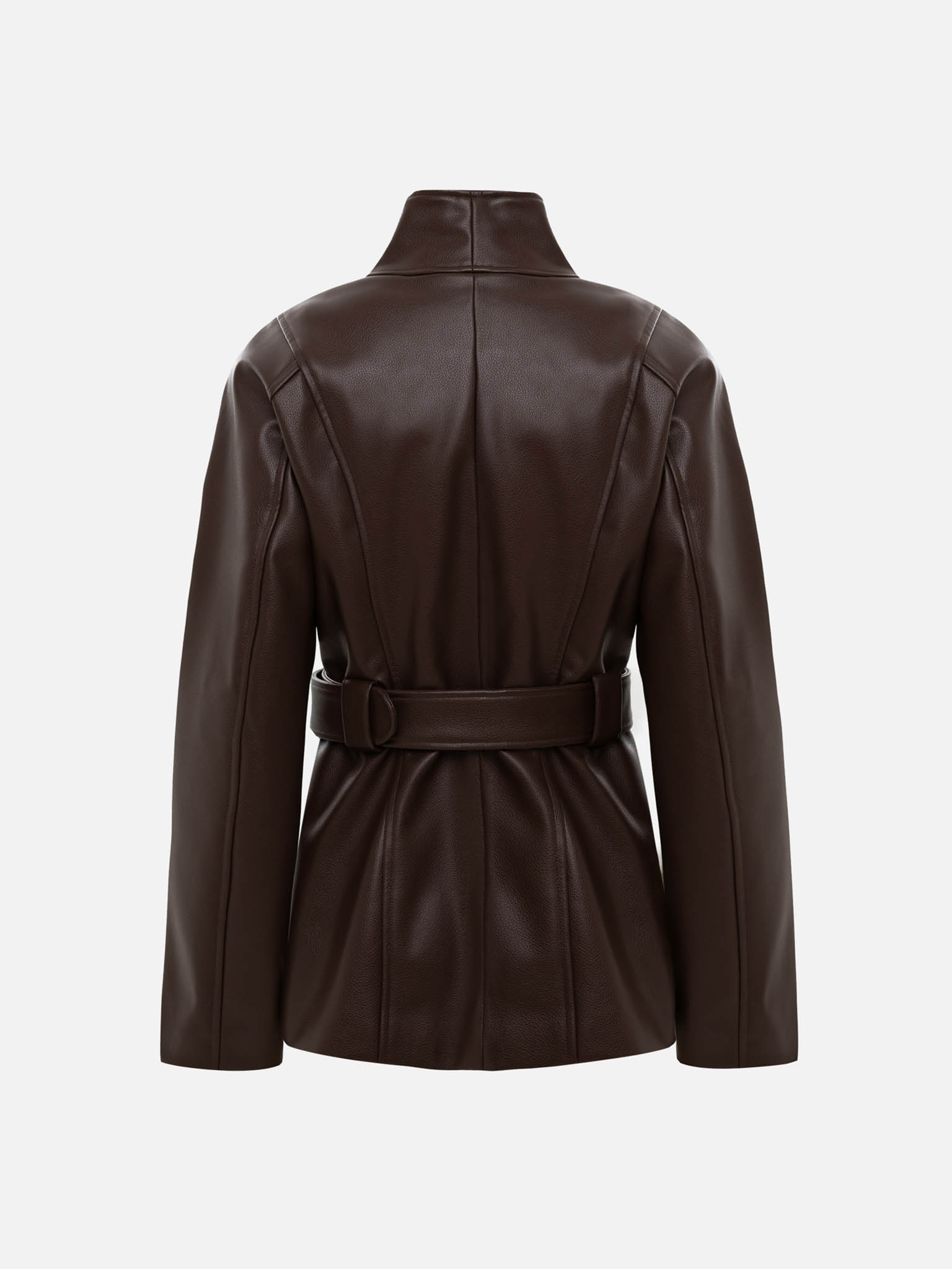Gerade Jacke aus Eco-Leder mit breitem Gürtel