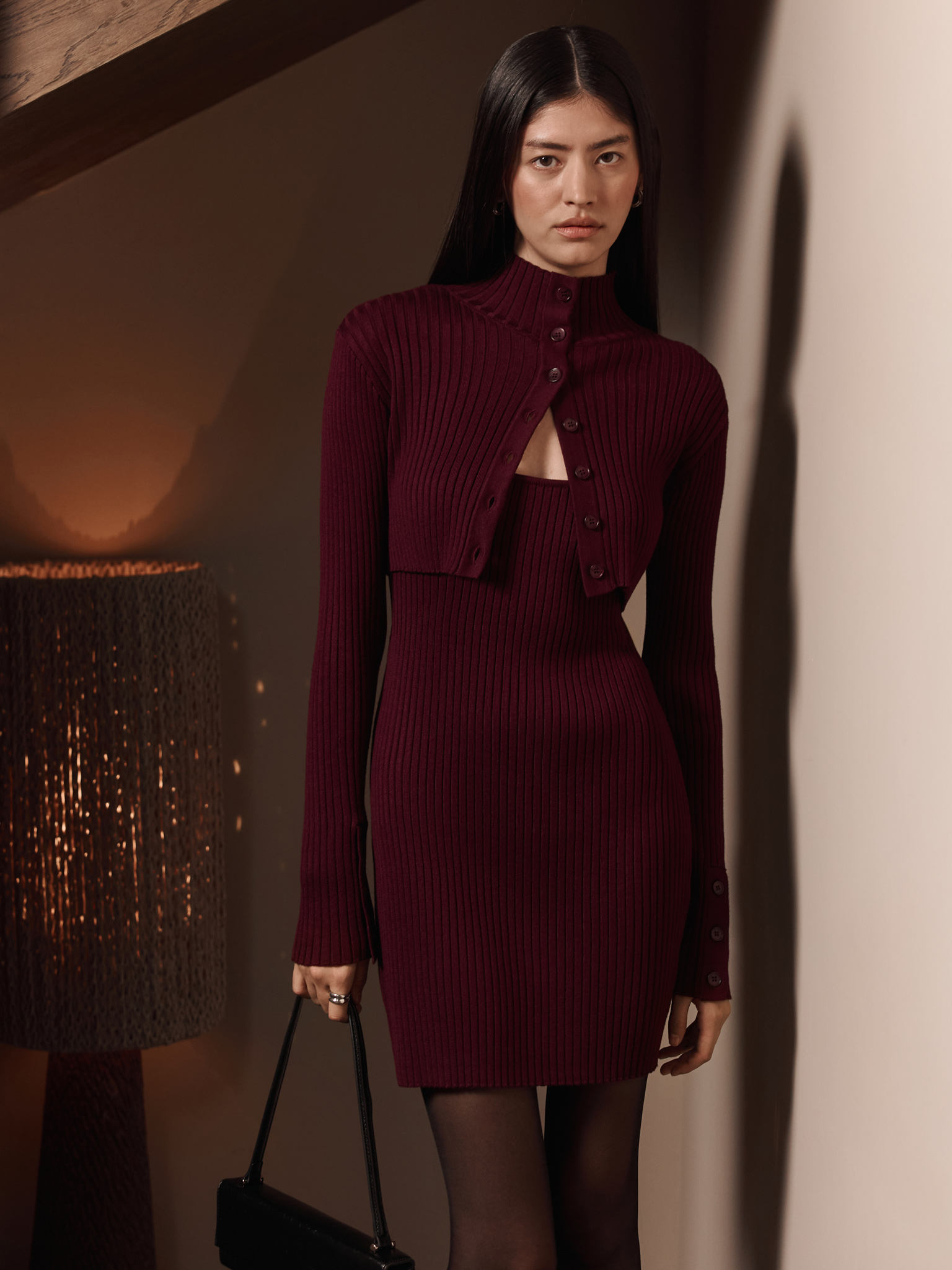 Mini jersey dress with tonal bolero