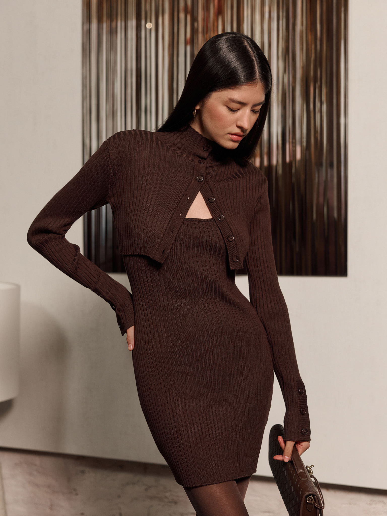 Mini jersey dress with tonal bolero