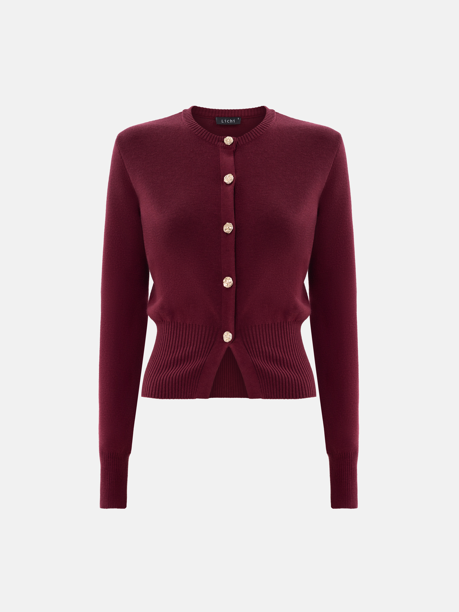 Knitted cardigan with golden buttons