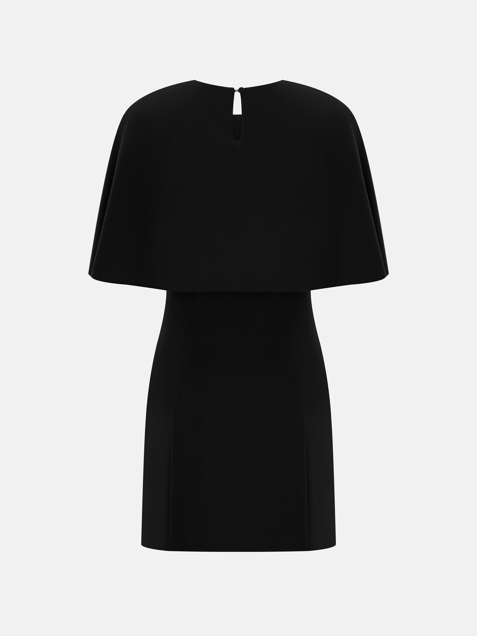 فستان قصير مع عباءة على الكتف وأزرار زهور