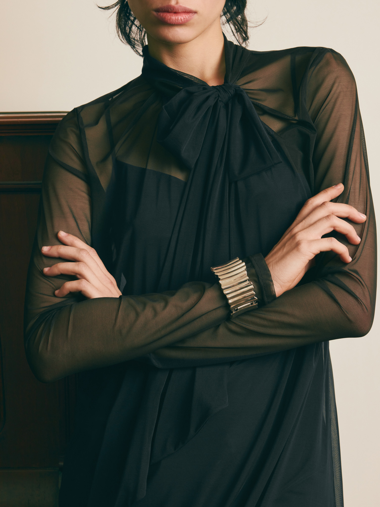 Semi-transparent midi dress with lace detailing