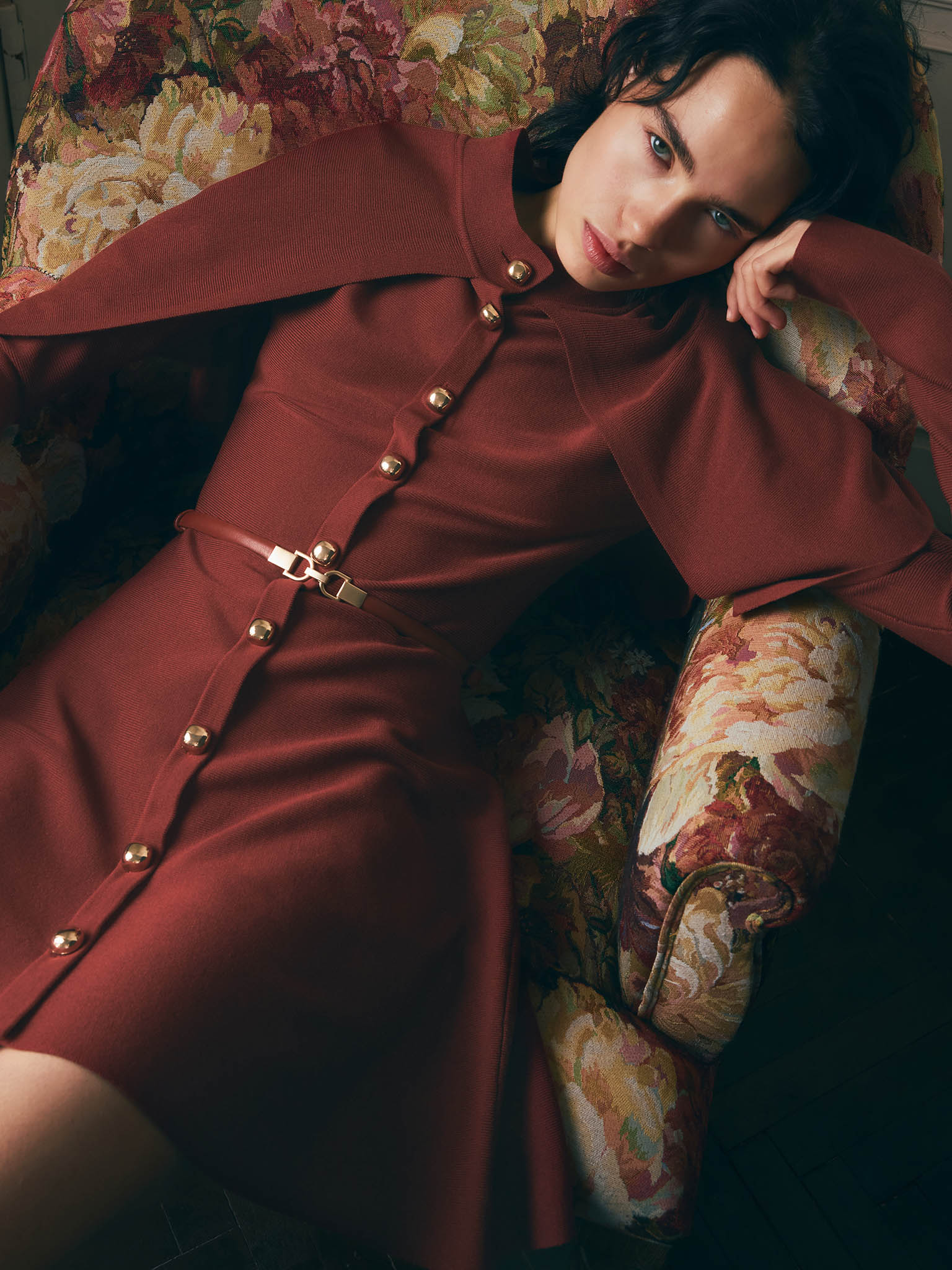 Mini dress with a cape and matching belt