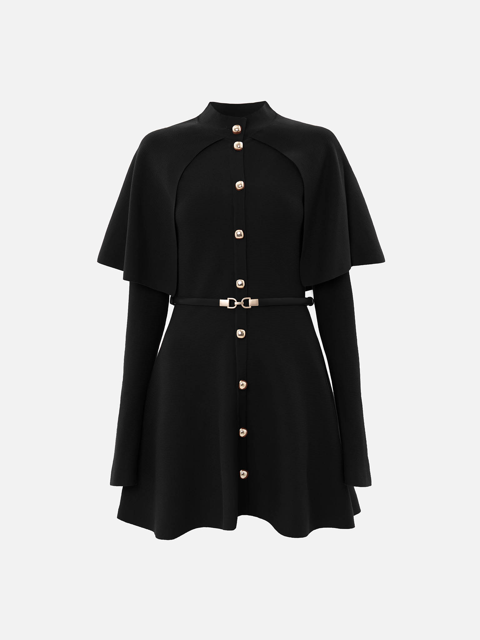 Mini dress with a cape and matching belt