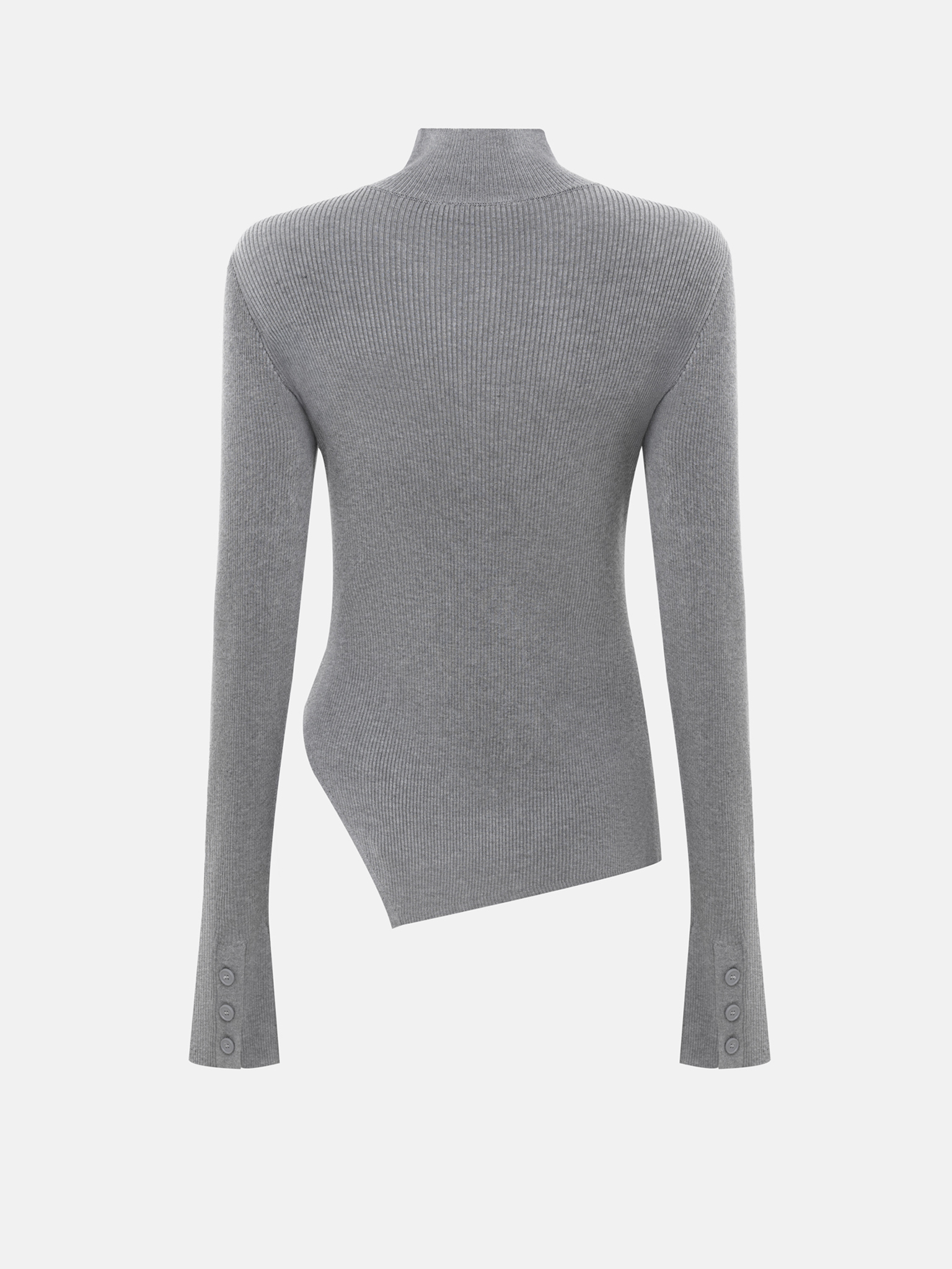 Лонгслив из вискозы в рубчик с асимметричным декором и пуговицами