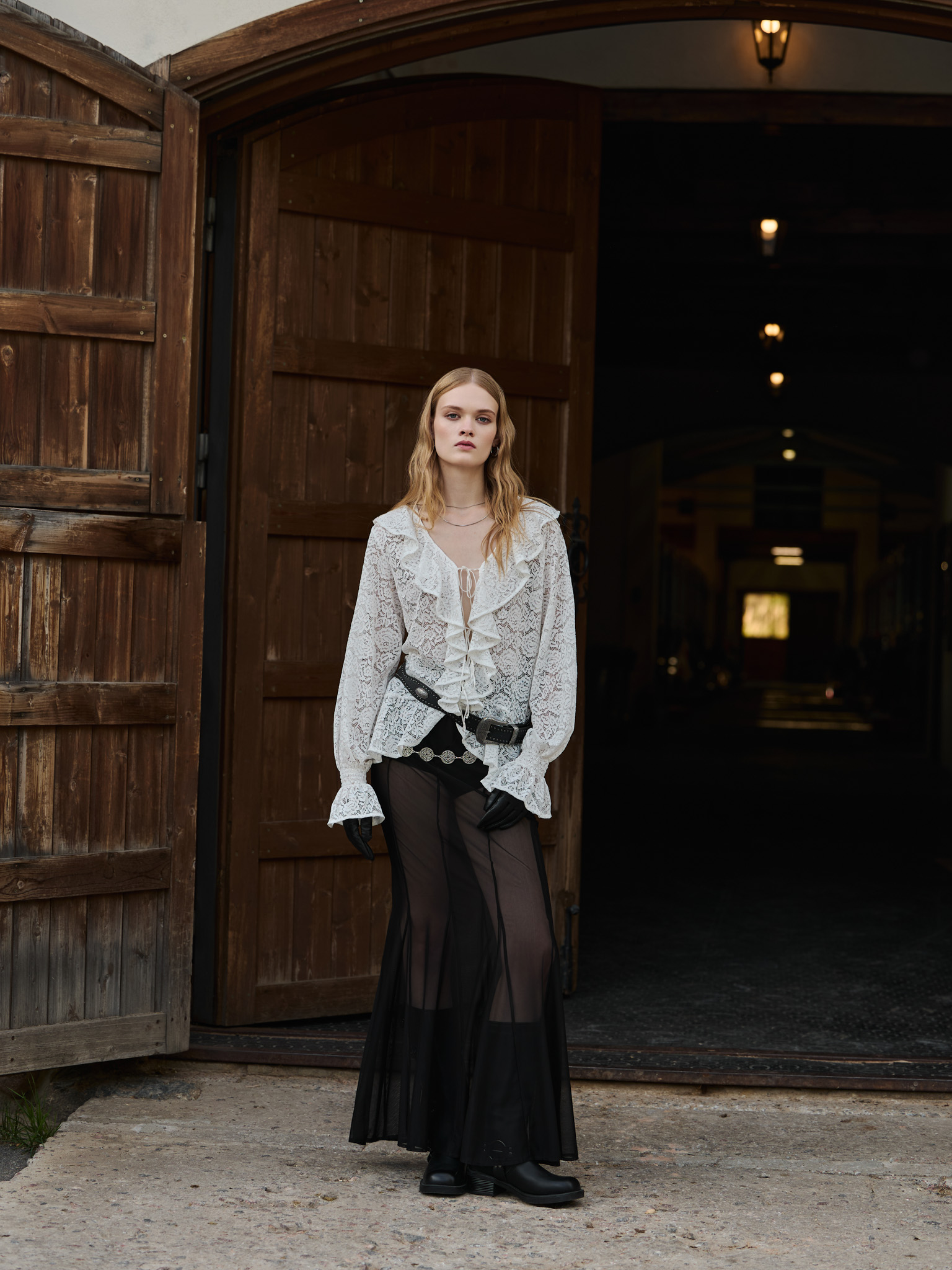Semi-transparent maxi skirt