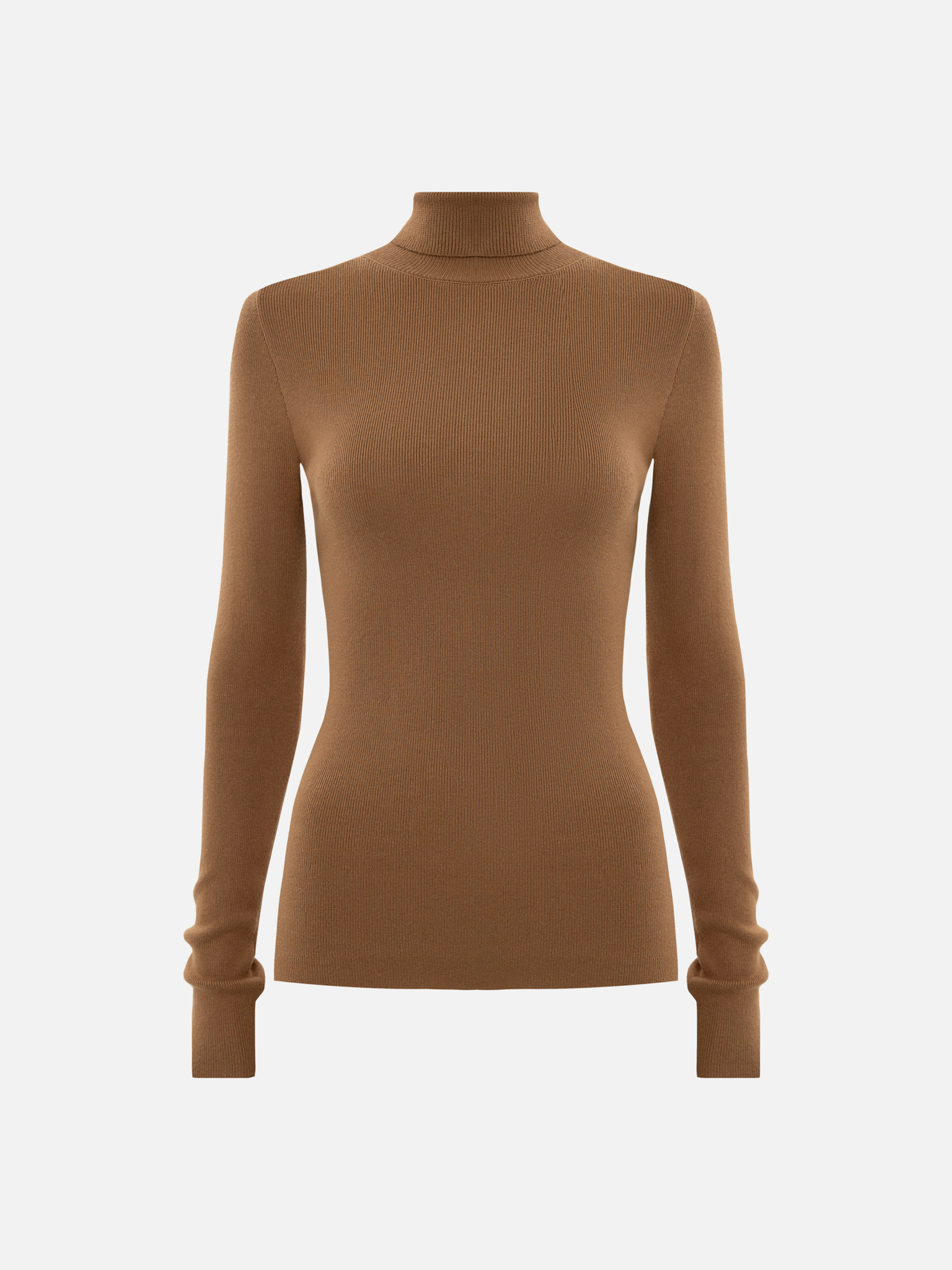 High-collar ribbed turtleneck