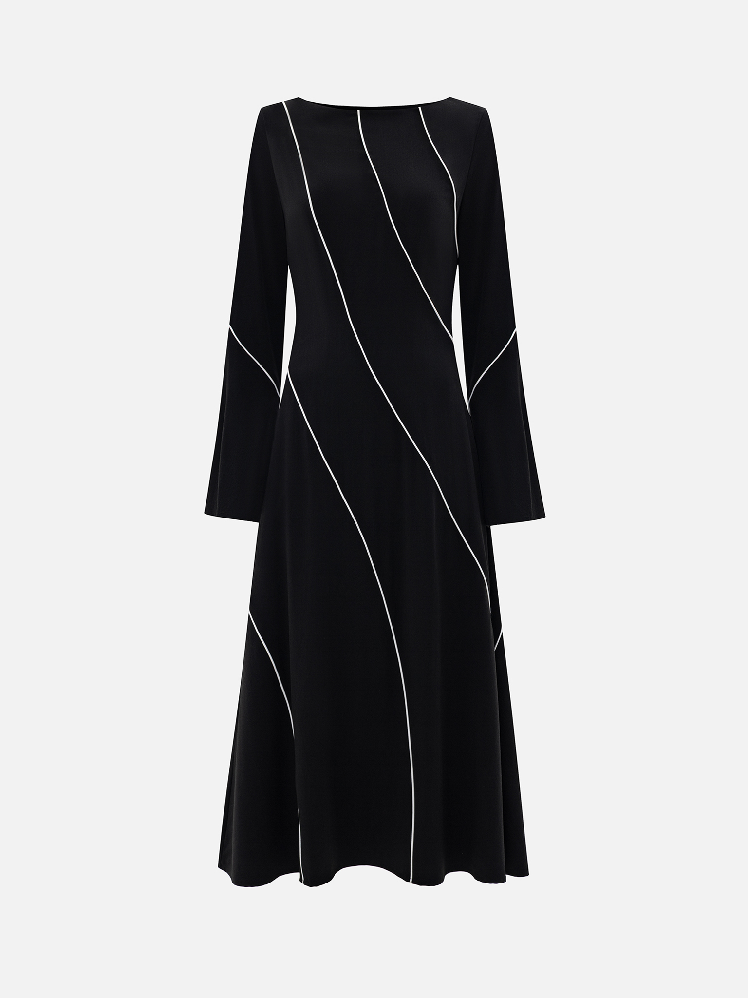 Fitted viscose midi dress with contrasting pattern