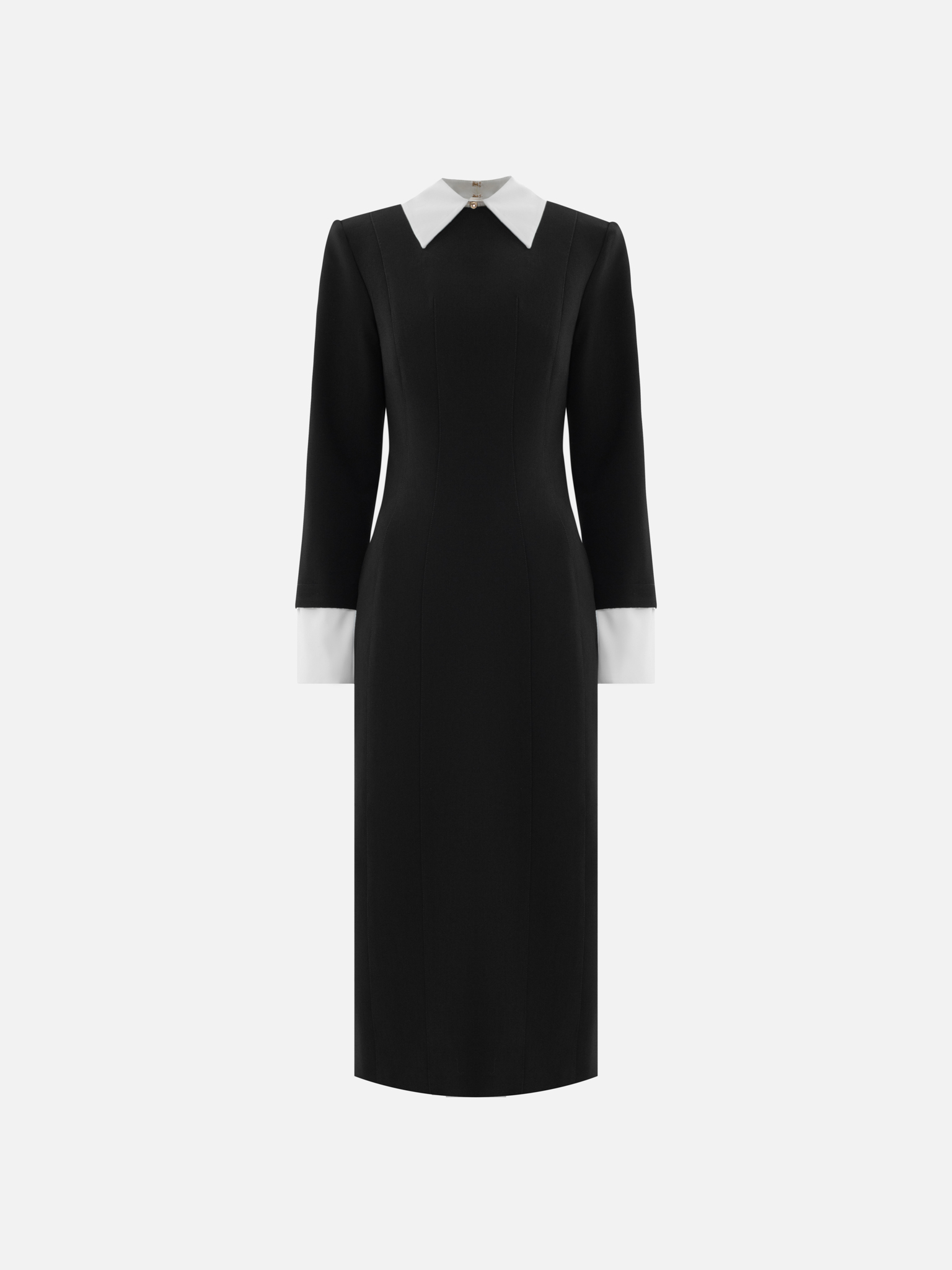 Midi dress with contrasting collar and cuffs