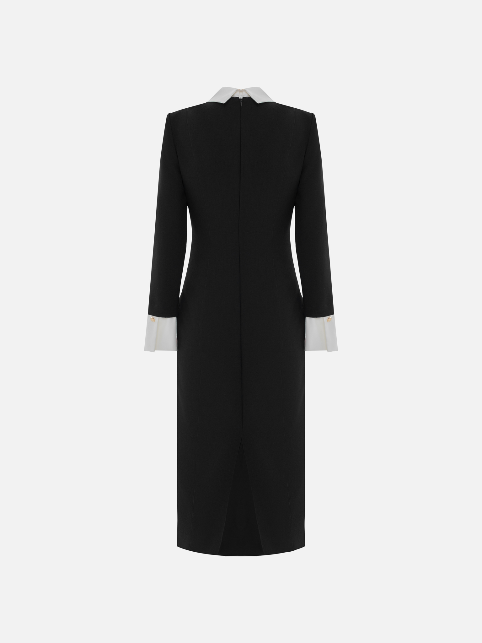 Midi dress with contrasting collar and cuffs