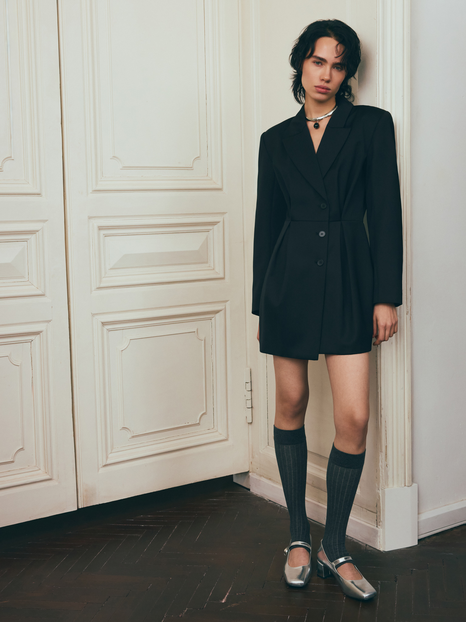 Mini jacket dress with matching buttons